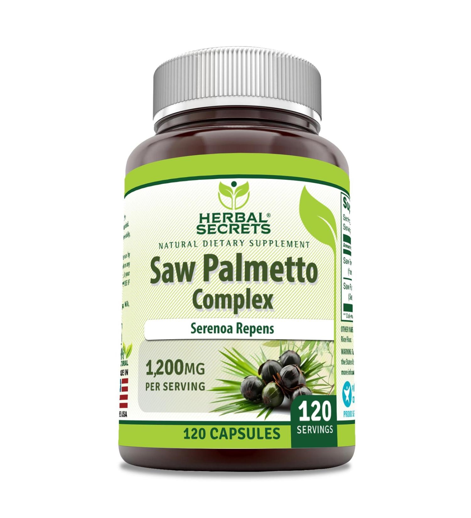Herbal Secrets Saw Palmetto Complex Supplement | 1200 Mg | 120 Capsules | Non-GMO | Gluten Free | Made in USA