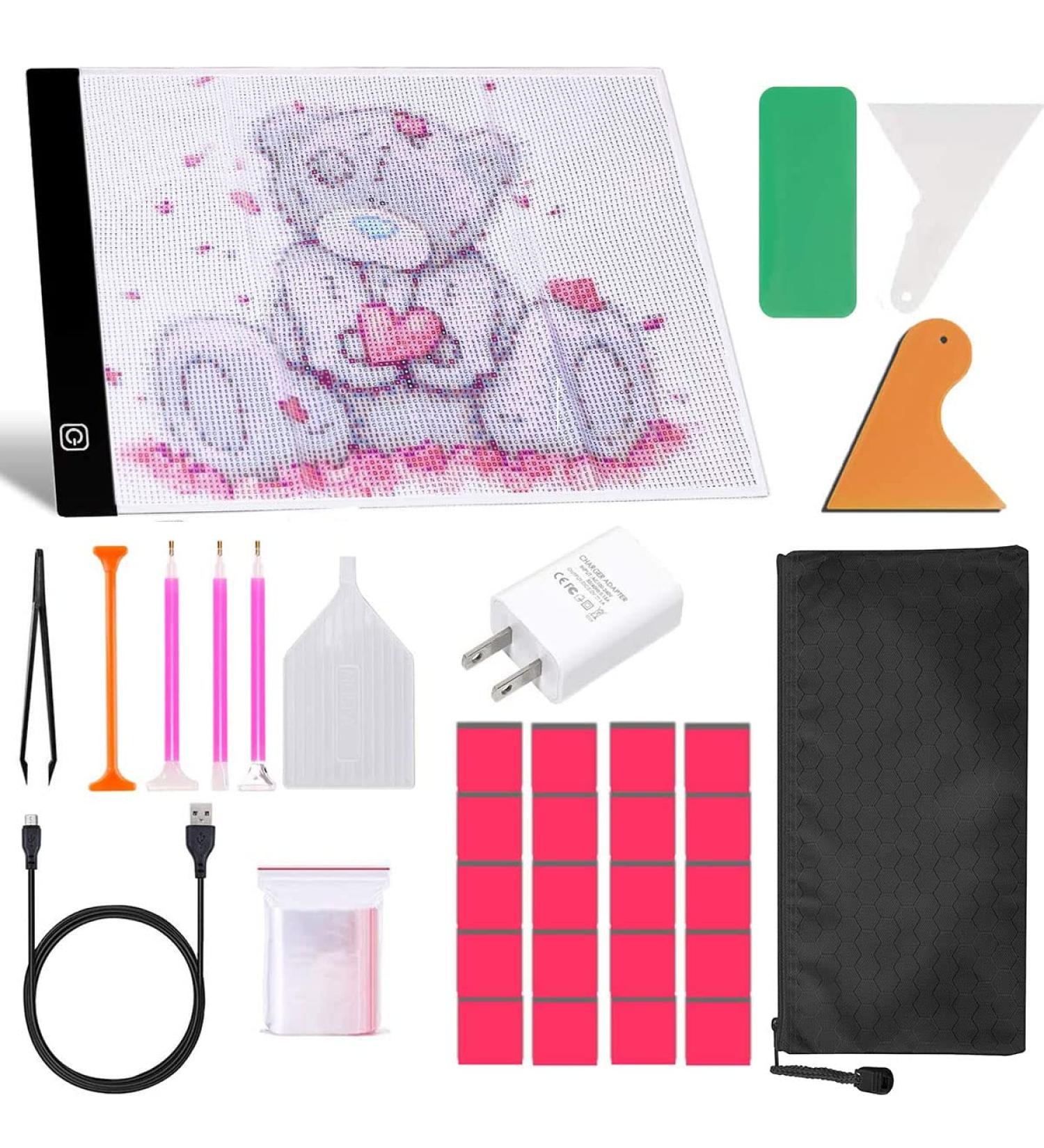 43PCS Diamond Painting A5 LED Light Pad Kit - Ultrathin & Adjustable Brightness - Perfect for 5D Diamond Painting and Embossing Projects - Buy Online on GoSupps.com