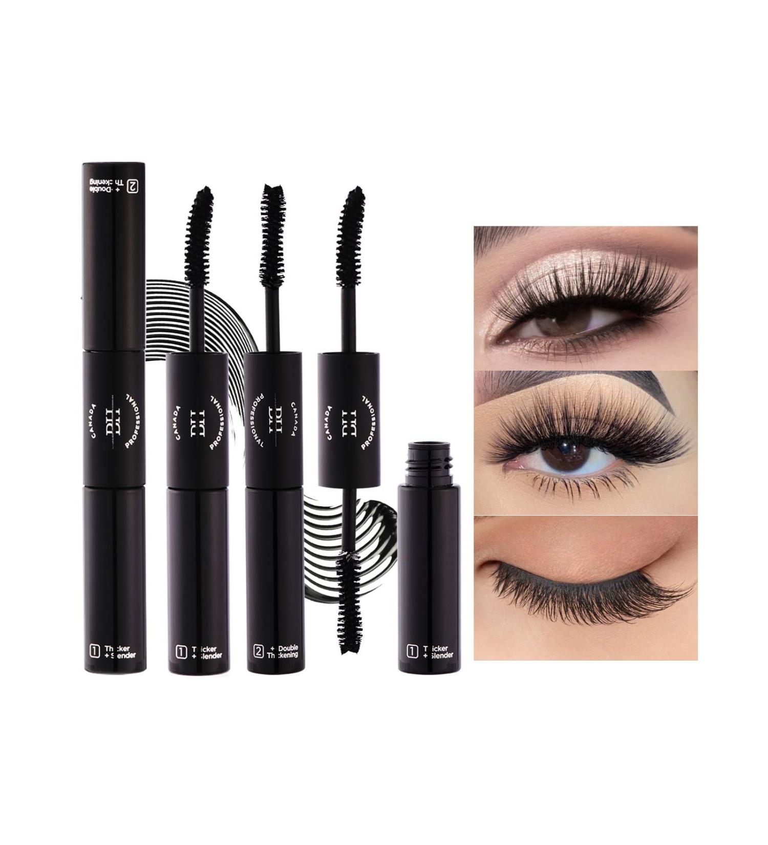 Mimore Double Effect Thick Mascara Natural Thick Waterproof Makeup Mascara Thick Thickening Lengthening False Eyelash Effect Mascara Black Mascara No Smudging Lasting All Day - Buy Online on GoSupps.com