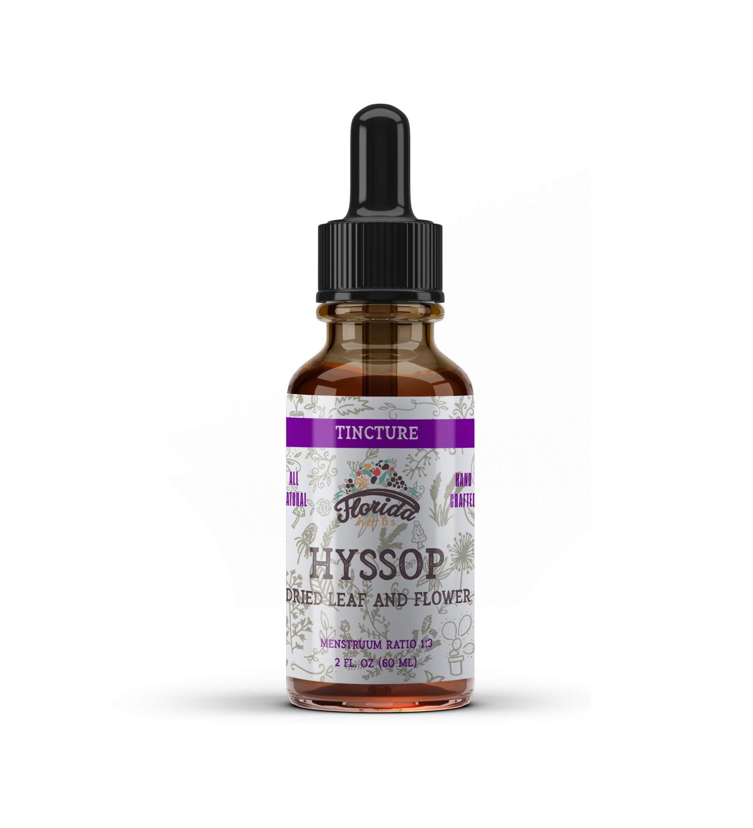Hyssop Tincture Organic Hyssop Extract (Hyssopus officinalis) Dried Leaf and Flowers Herbal Supplement Non-GMO in Cold-Pressed Organic Vegetable Glycerin 700 mg 4 oz (120 ml) 4 Ounce