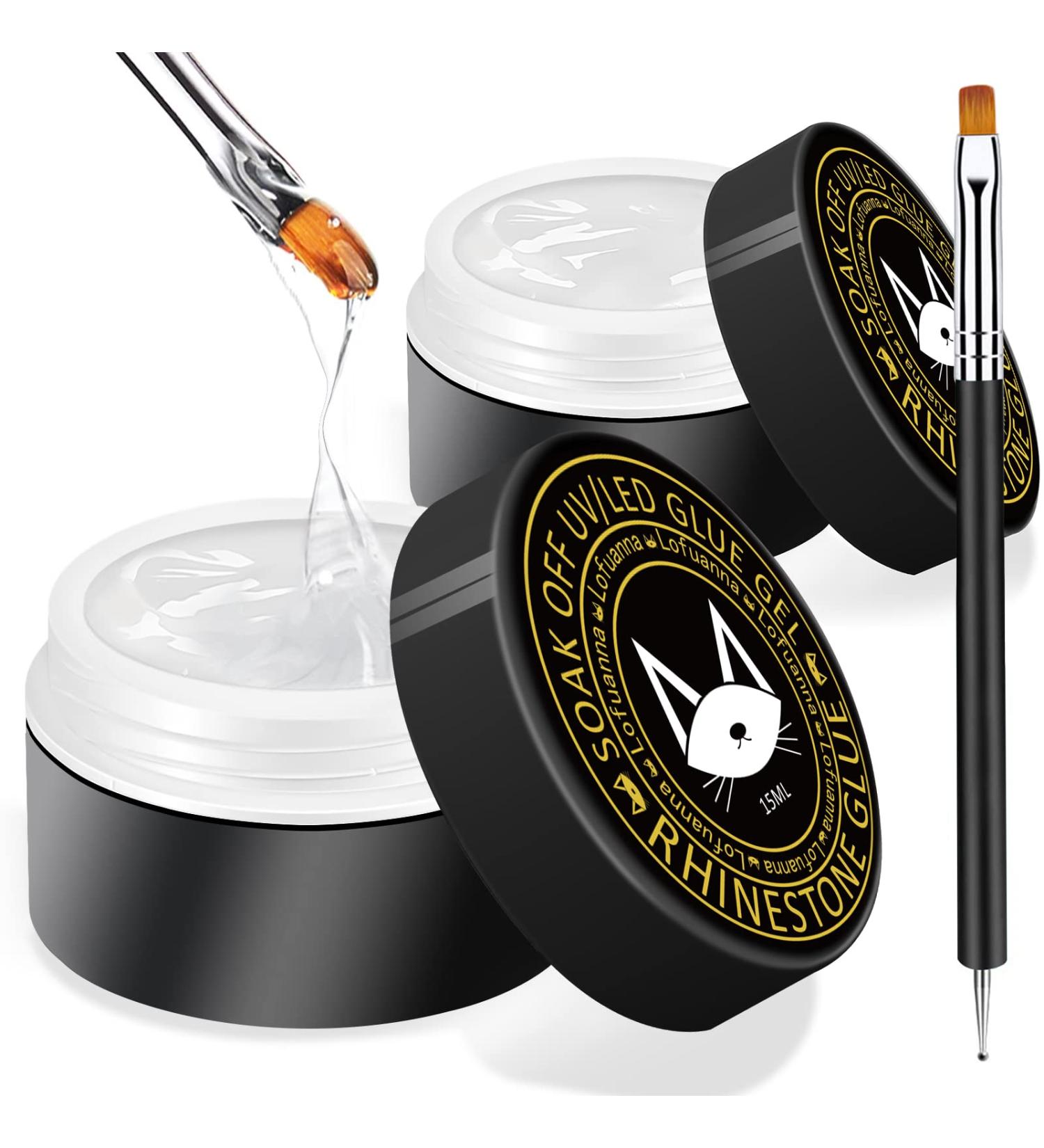 Lofuanna Nail Rhinestone Glue Gel 15ml - Super Adhesive for Gems & Diamonds - UV/LED Cure - Dual-Use Brush - 2pcs - Buy Online on GoSupps.com