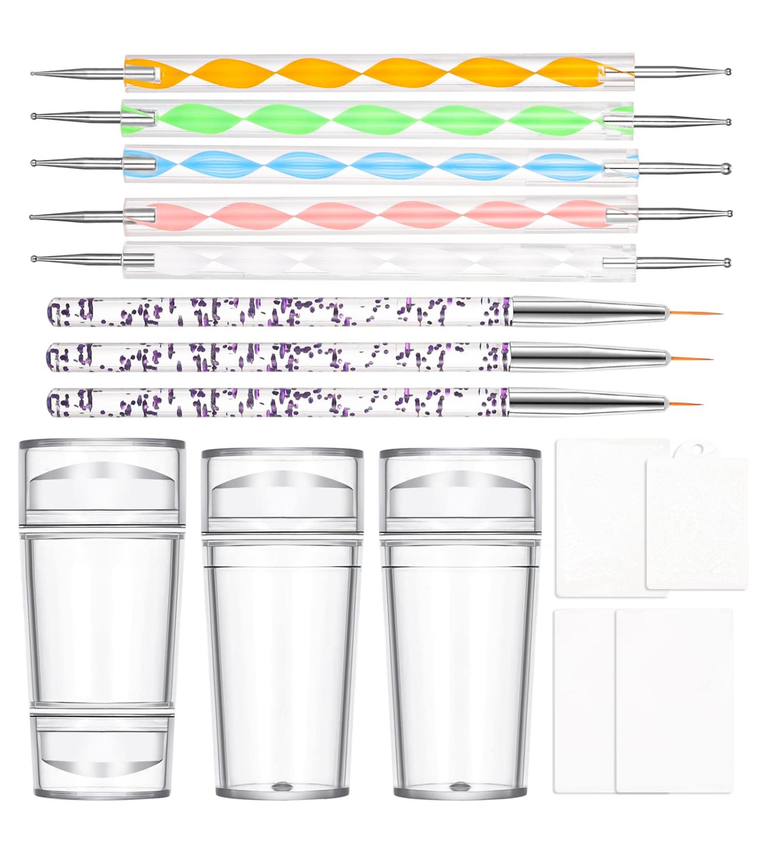 Friusate 15-Piece Nail Art Stamper Set | Clear Jelly Stamper & Spatula for French Manicure | Perfect for Gel Nails & Smile Line Designs - Buy Online on GoSupps.com