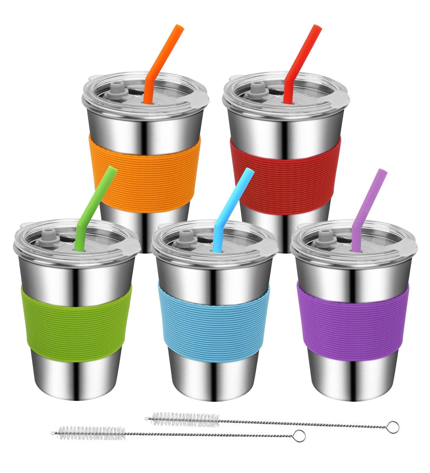 Rommeka Toddler Cups: Stainless Steel Kids Sippy Cups 5 Pack - 12oz with Straws & Lids - Buy Online on GoSupps.com