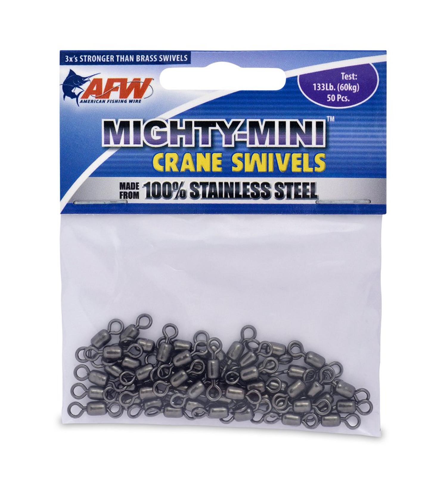 American Fishing Wire Mighty Mini Crane Swivels (100-Percent Stainless Steel) 50 Pieces, 100 Pound Test Black