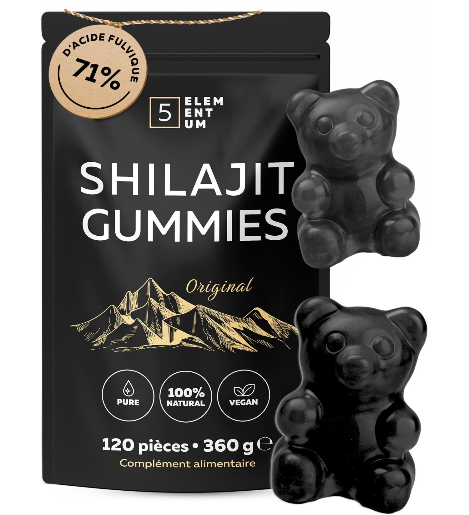  5 elementum Shilajit Gummies - 120 Pure Himalaya Sugar-Free Vegan & Natural Shilajit Gummies - 71% Fulvic Acid - 300mg per Serving - Shil - Buy Online on GoSupps.com