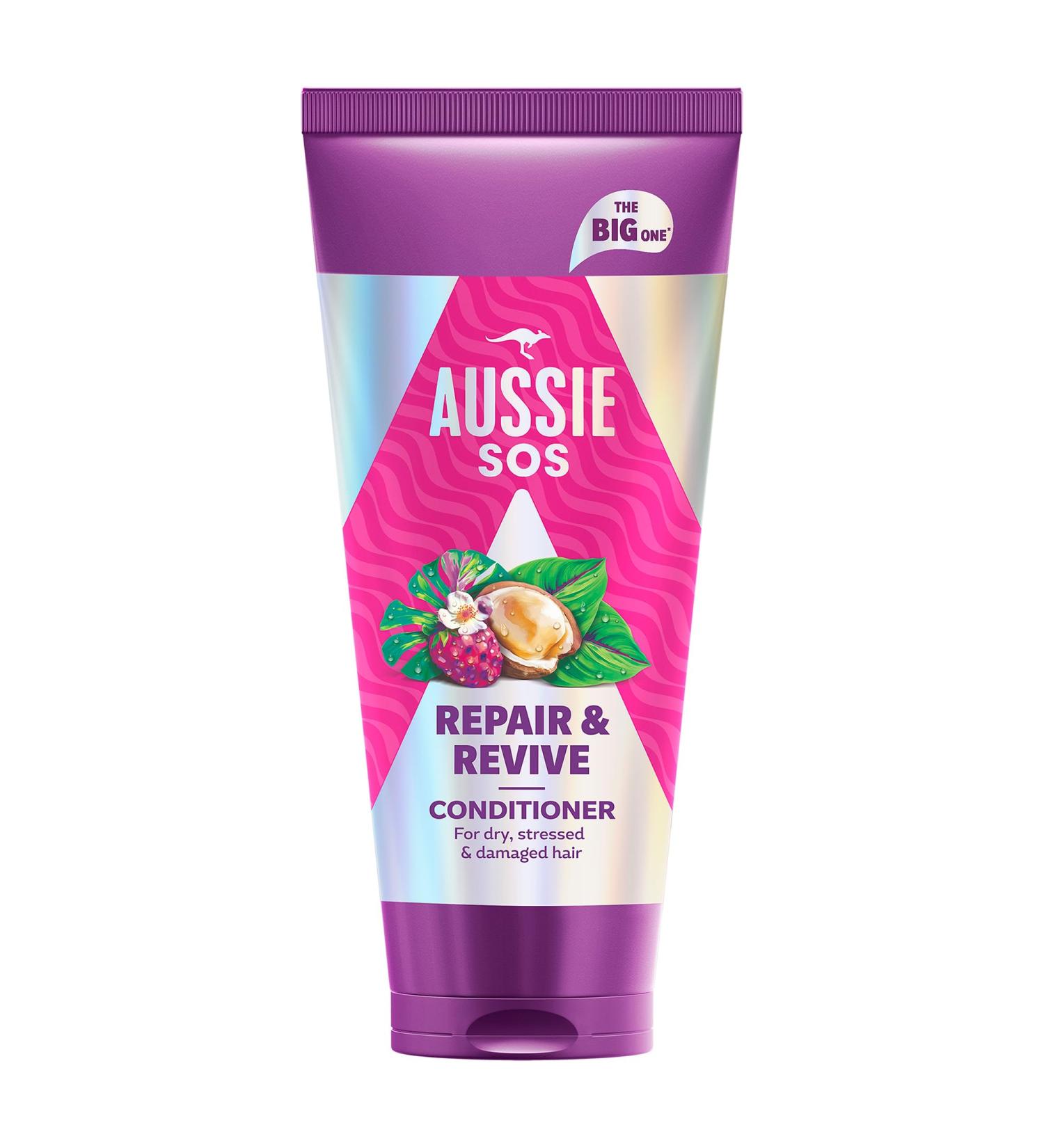  Aussie Aussie SOS Repair & Revive Balm 350ml for dry stressed and damaged hair gives softness shine and silky smoothness helps prevent future damage vegan - Buy Online on GoSupps.com
