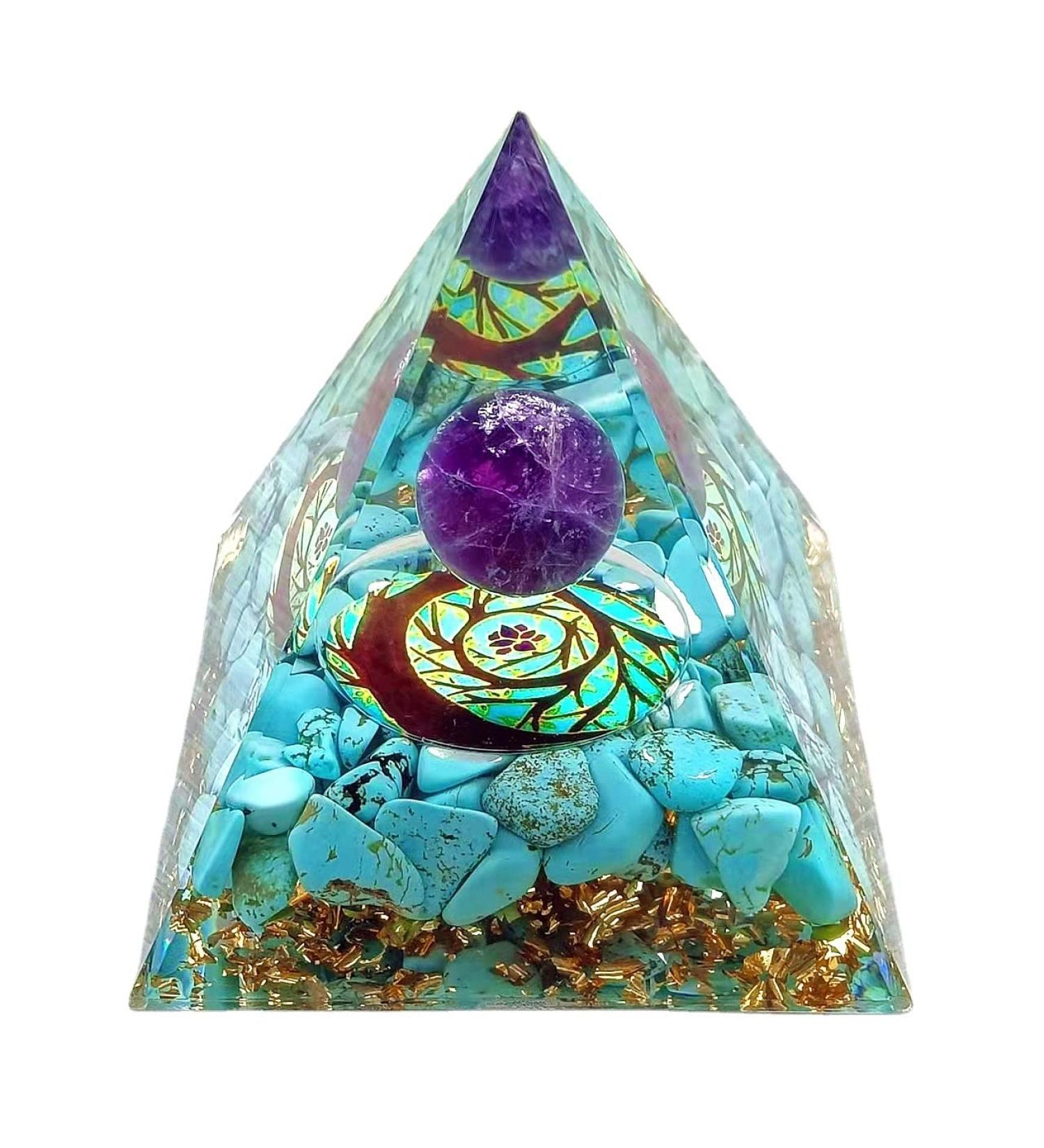 Ycyinycheng Moonstone Crystal Orgone Pyramid - Flower of Life Reiki Chakra Energy Tower - Buy Online on GoSupps.com