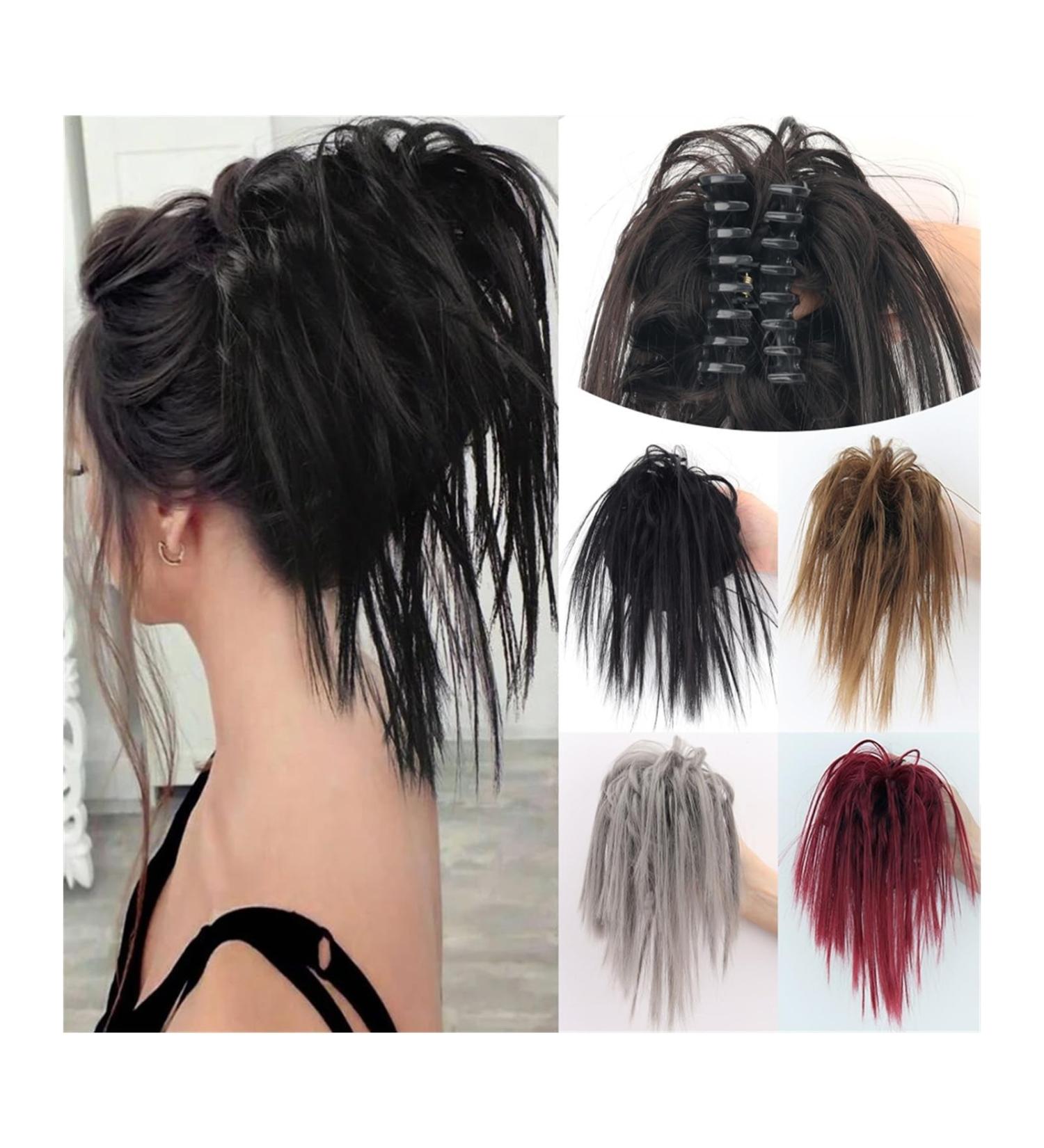 Hair Bun Hairpiece for Women Messy Bun Hair Piece Synthetic Claw Clip Hair Bun Wavy Curly Chignon Hair Extensions Claw Clip Ponytail Hairpieces Hair Scrunchie with Clip for Women Hair Chignons(22) - Buy Online on GoSupps.com