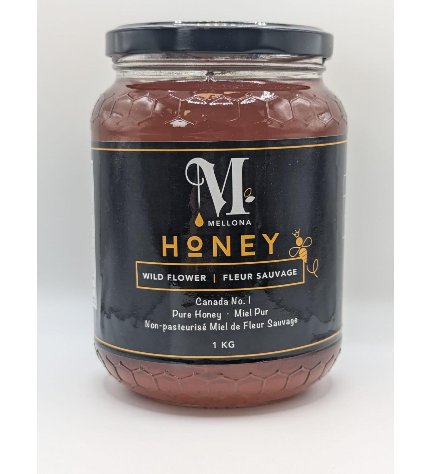 Mellona Wild Flower Honey 1KG Pure Raw Non-Pasteurized Ontario No. 1