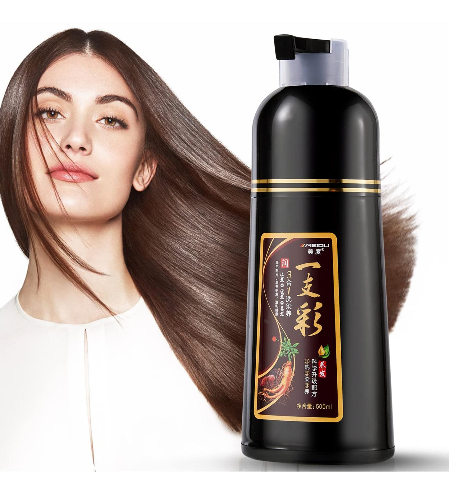Leorx 3-in-1 Dark Brown Herbal Hair Dye Shampoo | Gray Hair Coverage | Natural Plant Hair Color | Ammonia-Free | For Women & Men - Buy Online on GoSupps.com