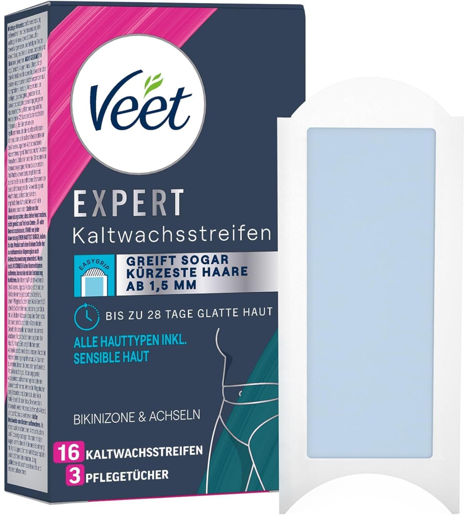 Veet Cold Wax Strips for Bikini & Armpits - 16 Pack for Normal Skin | Worldwide Shipping - Buy Online on GoSupps.com
