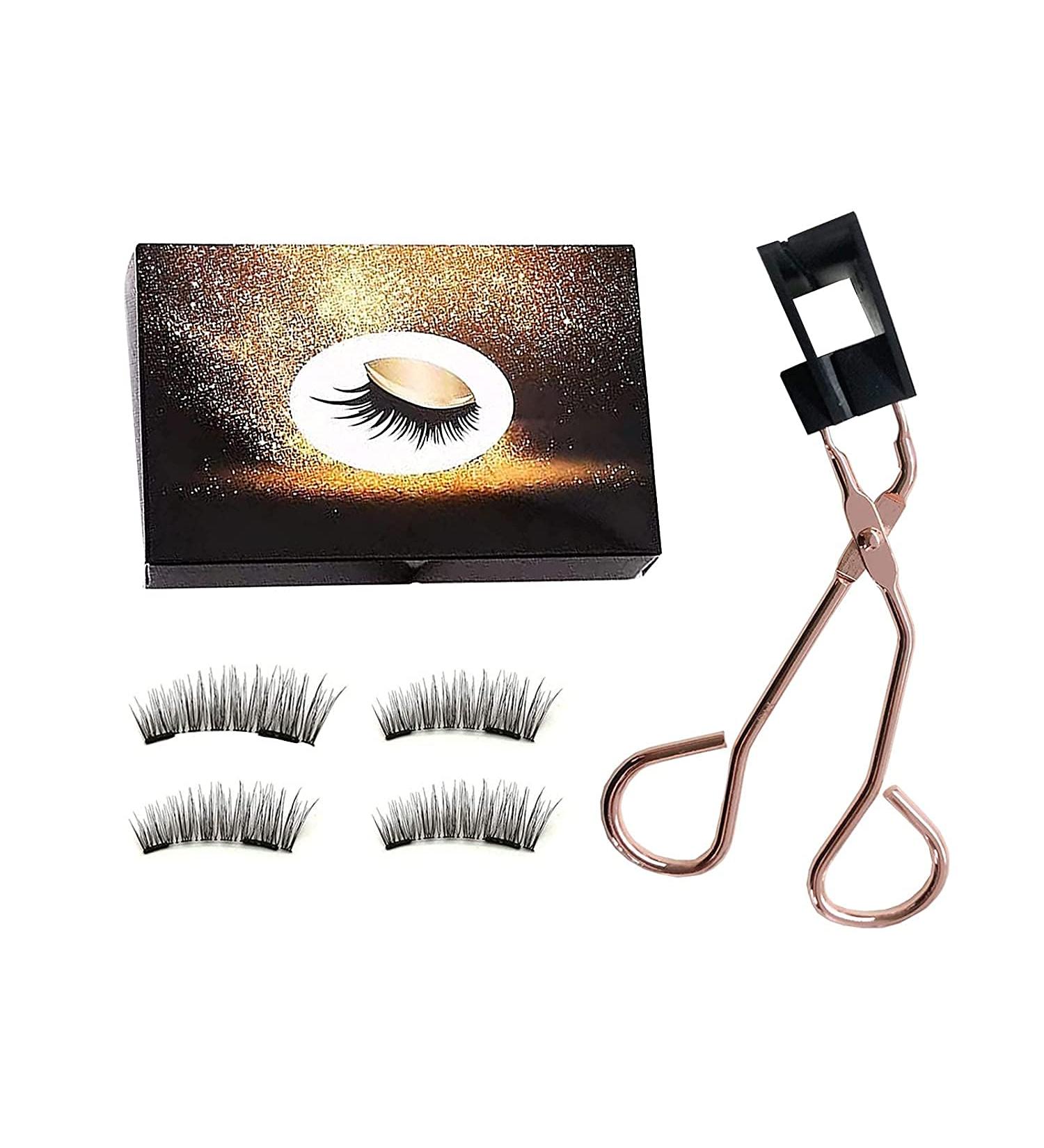 Dual Magnetic False Eyelashes Set - No Glue Needed, Reusable 3D Natural Look Extension Lashes with Applicator (2 Pairs) - Buy Online on GoSupps.com