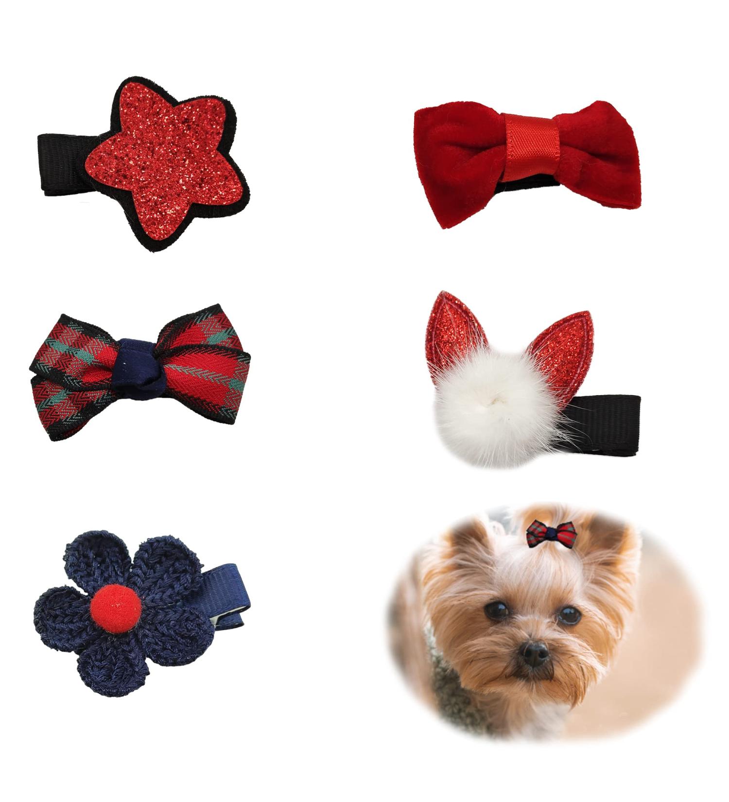 Hayaww 5 PCs Dog Hairpins & Clips - Premium Pet Accessories for Small Dogs & Cats (Red) - Stylish Hair Loops & Arches - Buy Online on GoSupps.com