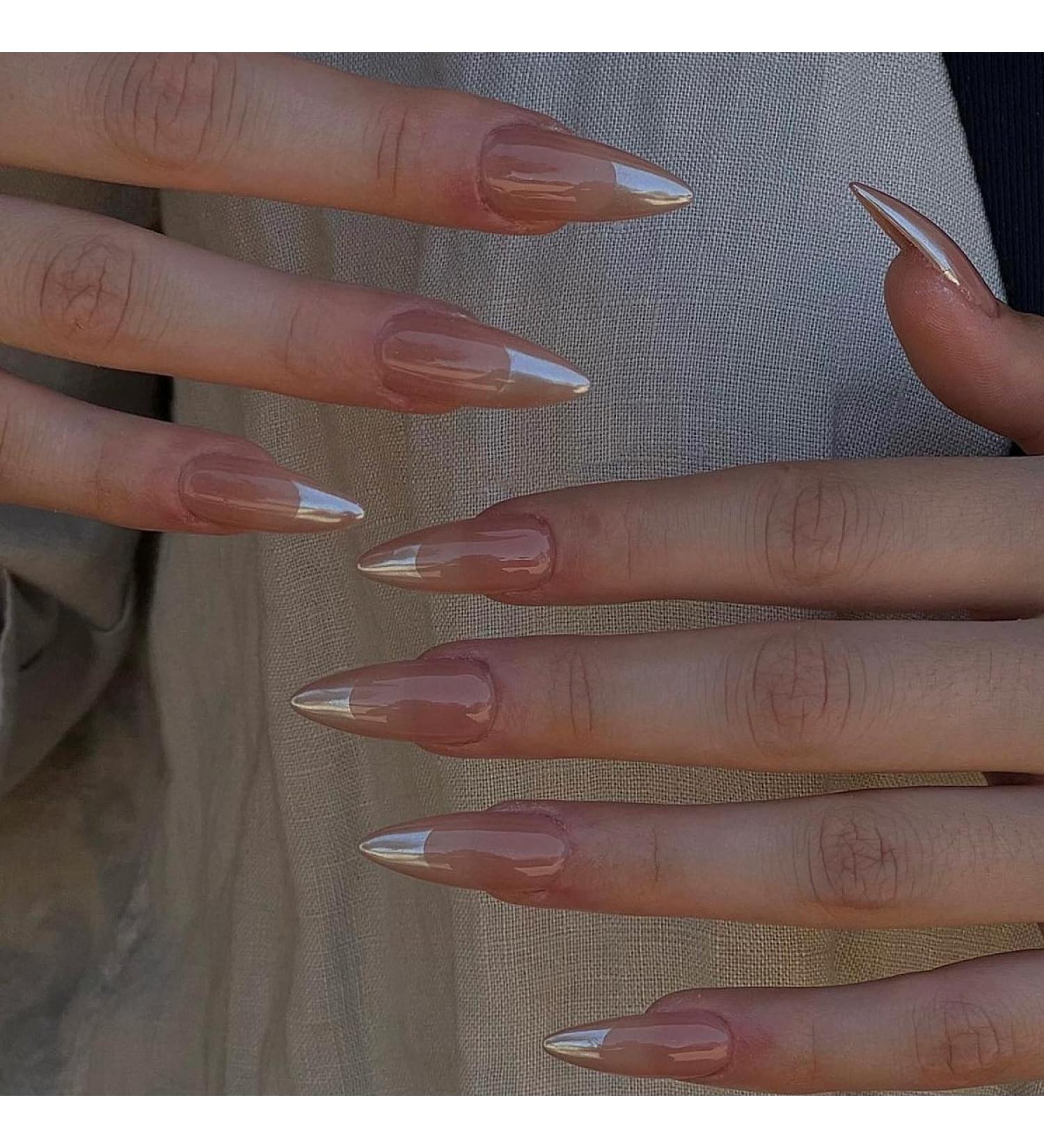 Mouyouglow Almond Nude Sheer French Tips Press-On Nails - Natural Fake Nails with Glue | International Shipping Available - Buy Online on GoSupps.com