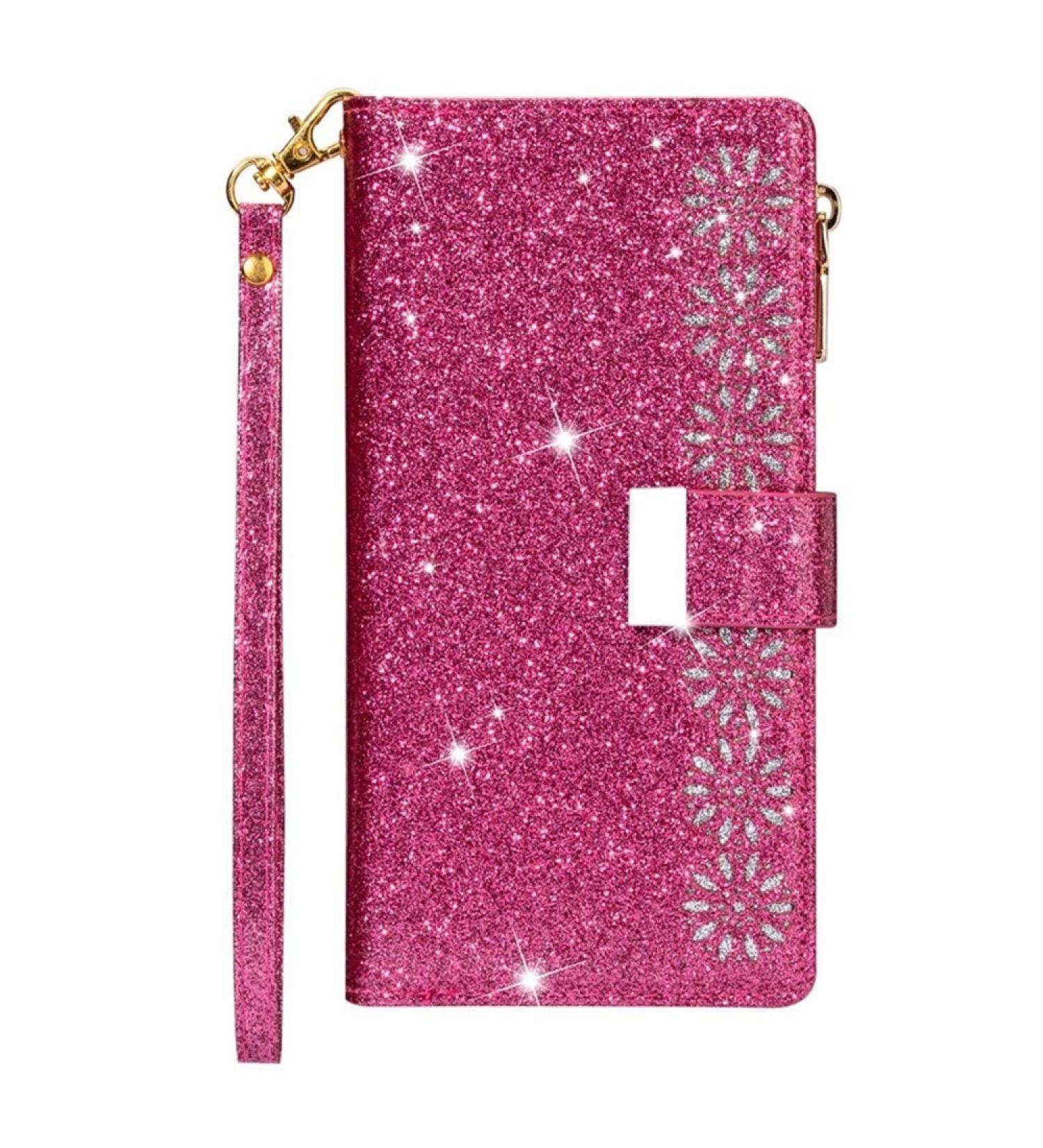 Wallet Case for iPhone X Jennyfly Women Folio Flip PU Leather Cover Magnetic Closure Phone Cover Protective Wallet Case with Viewing Stand & Card Slot & Hand Strap for 5.8 inch iPhone X/XS-Rose Pink iPhone X/XS (5.8 inch) Rose Pink