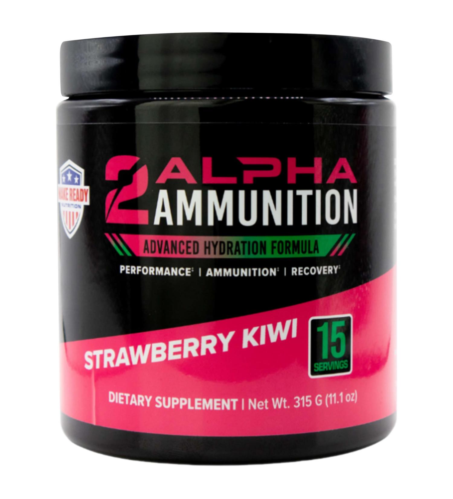 2ALPHA Strawberry Kiwi Hydration Powder - 315g Energy Drink & Immune Support Supplement | Vitamin C Calcium Magnesium for Shooting Sports - Buy Online on GoSupps.com