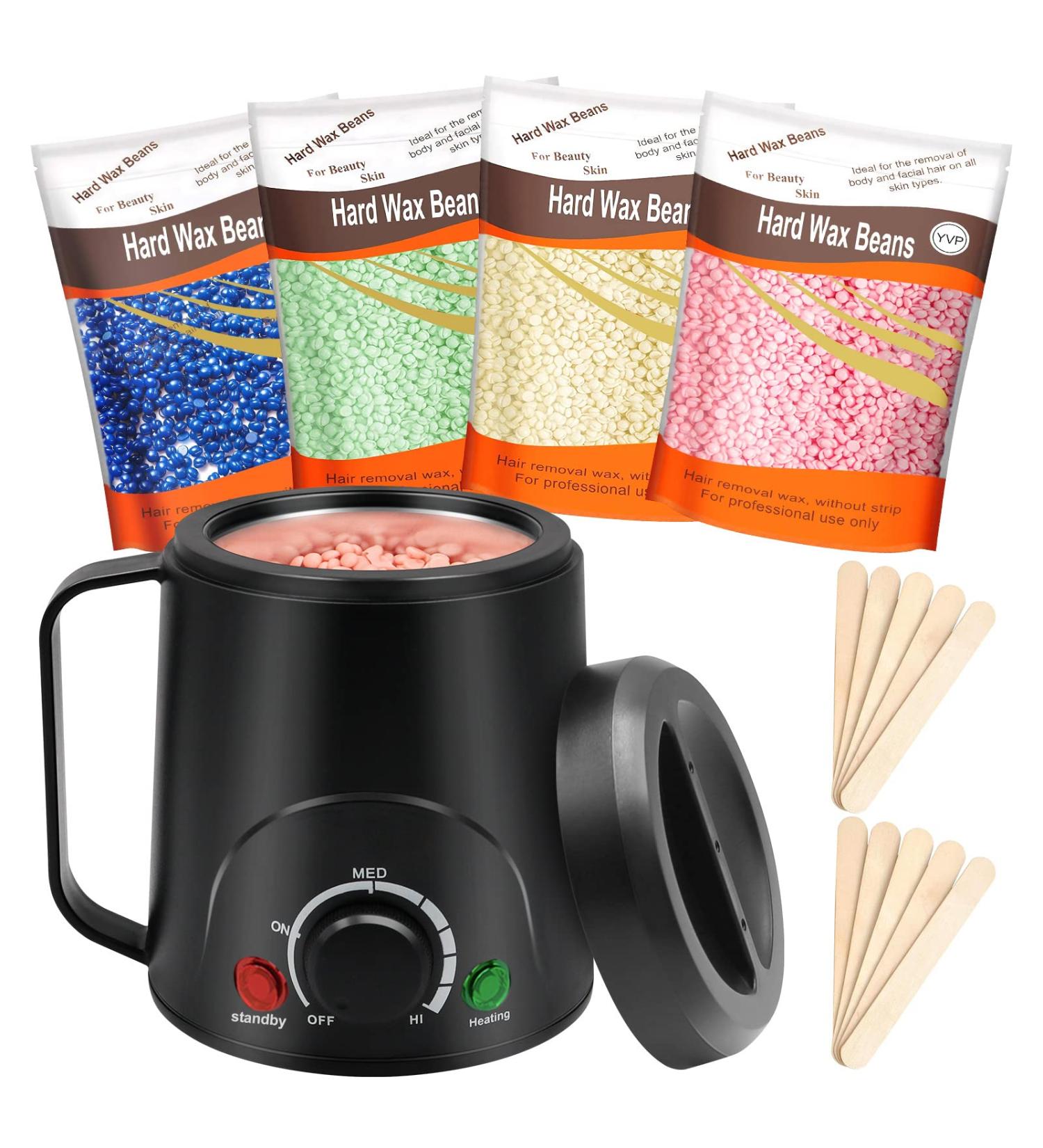 Pinkiou Waxing Kit: Portable Wax Warmer with Hard Wax Beans for Coarse Hair Removal - Bikini, Eyebrow, Armpit, Brazilian - Buy Online on GoSupps.com