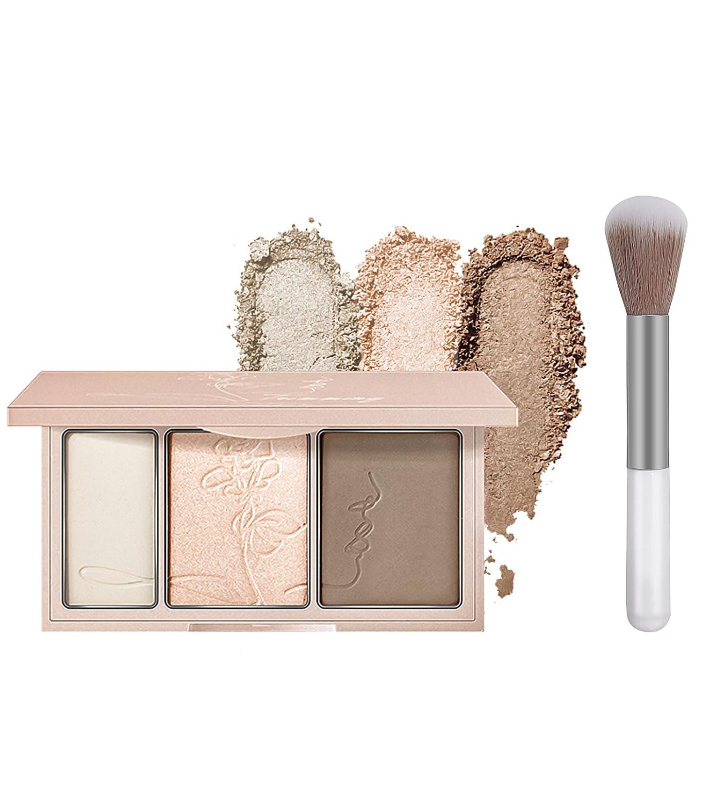 JUTQUT Highlighter Contour Palette 2-in-1 | Matte & Shimmer Face Makeup | Vegan Glow Finish with Brush - International Shipping - Buy Online on GoSupps.com