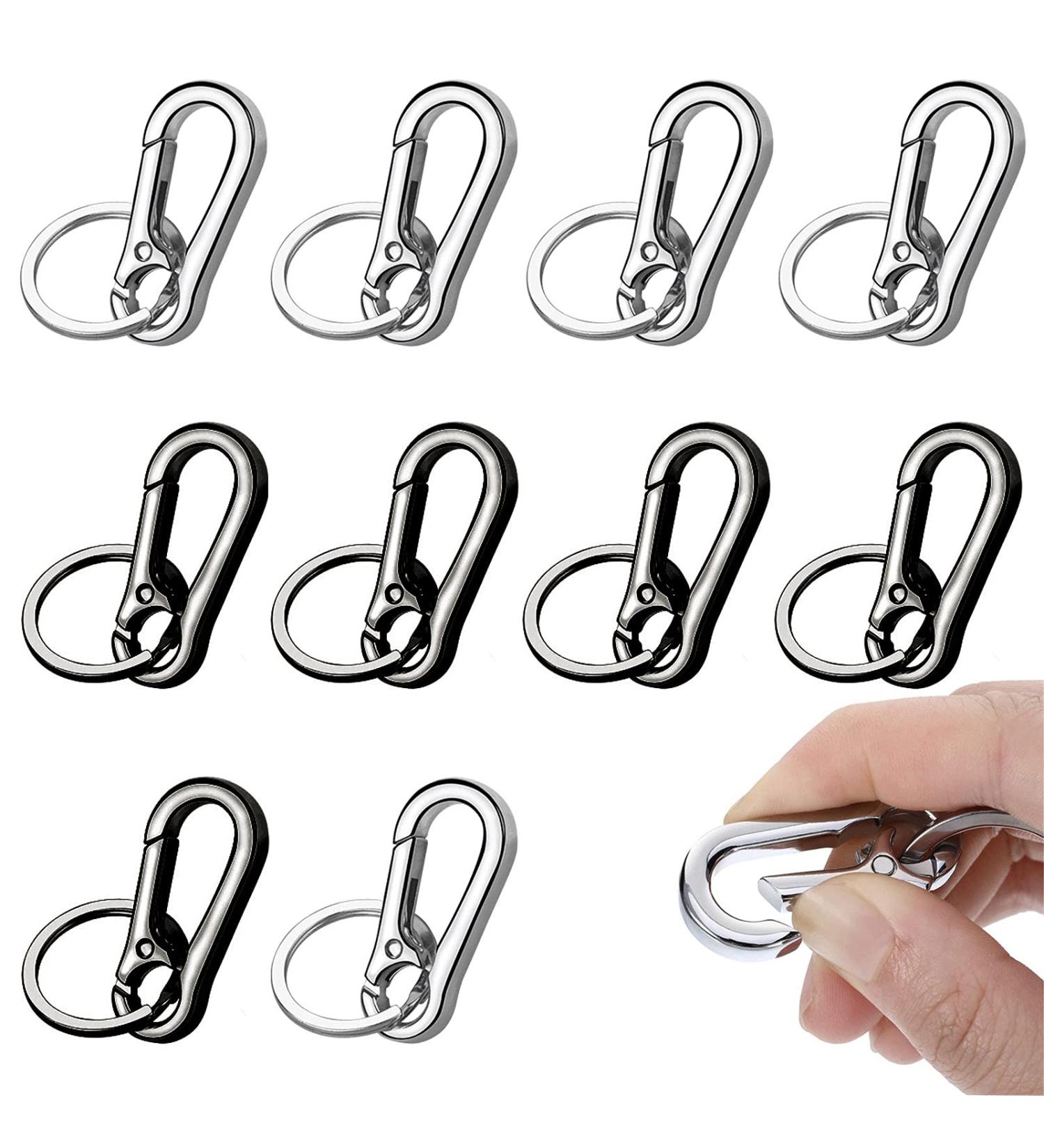 10 Mini Metal Carabiner Hooks & Key Rings - Travel & Hiking Keychain Clips - Buy Online on GoSupps.com