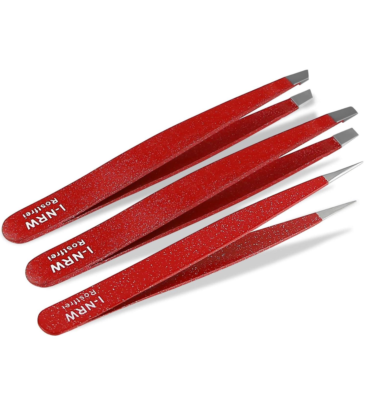 Professional Tweezers Set - 3 Sloped Pointed & Straight Stainless Steel - 9.5 cm | Precision for Perfect Grooming - Buy Online on GoSupps.com