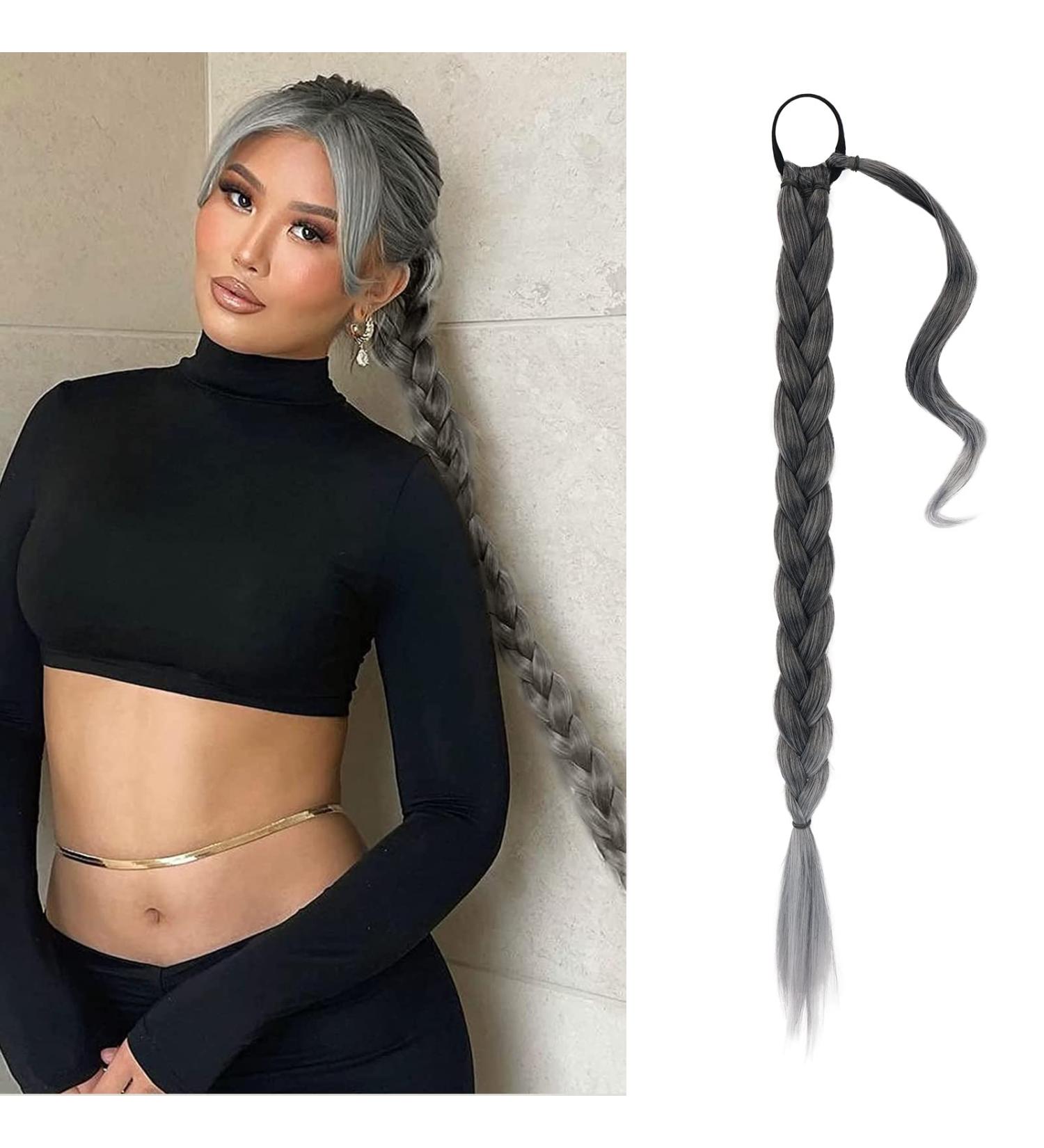 Buy BARSDAR 76cm Braided Ponytail Extension - Natural Black Ombre Hair Extension for Women | Soft Synthetic DIY Hair Braid (Pack of 1) - Buy Online on GoSupps.com