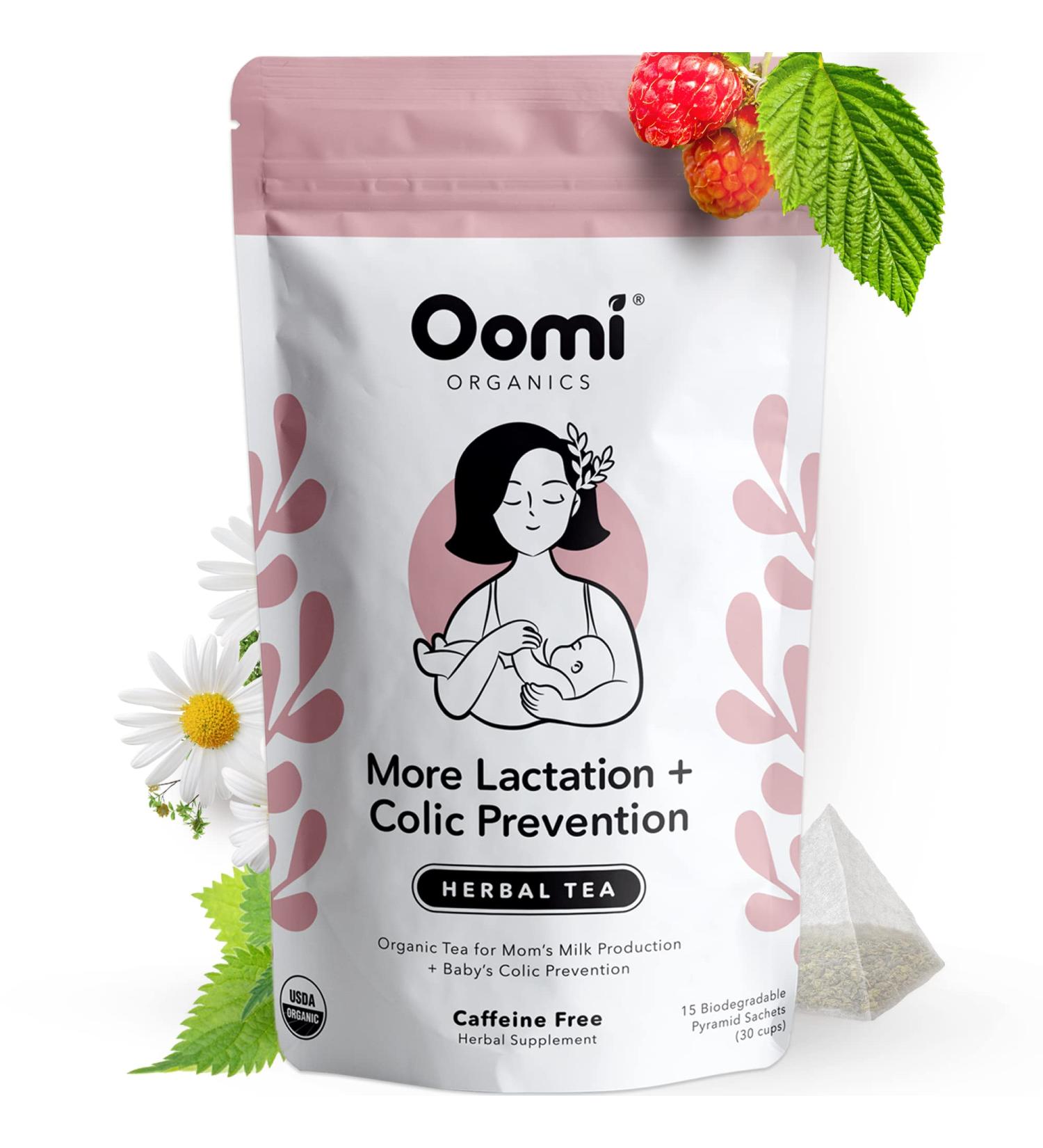Lactation Tea by Oomi Organics | USDA Organic & Vegan | 15 Sachets | Breastfeeding & Baby Colic Support - Buy Online on GoSupps.com