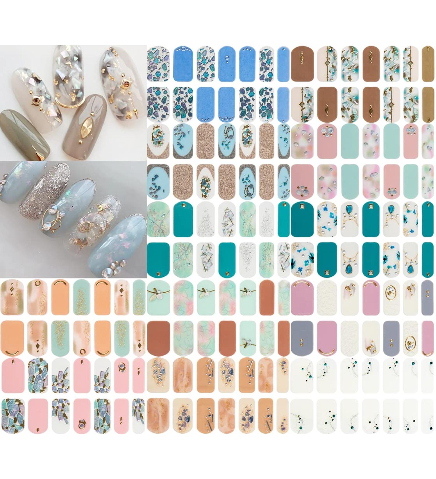 NAILDOKI Nail Stickers 12Sheets x 14 Pieces Full Wraps Nail Polish Strips Self-Adhesive Gel Nail Art Decals for Women Girls A1-07 - Buy Online on GoSupps.com