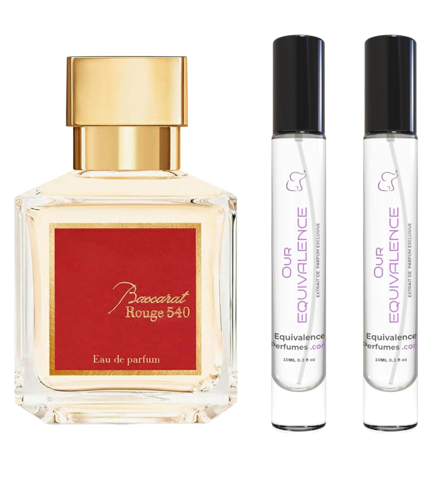EQUIVALENCE of Baccarat 540 EAU Parfum INSPIRATION Pack 2 bottles 10ml - Long Lasting Daily 12-14 Hours 99% Same Fragrance -LARGE BOTTLE NOT INCLUDED It is only a reference (Baccarat EAU DUO)