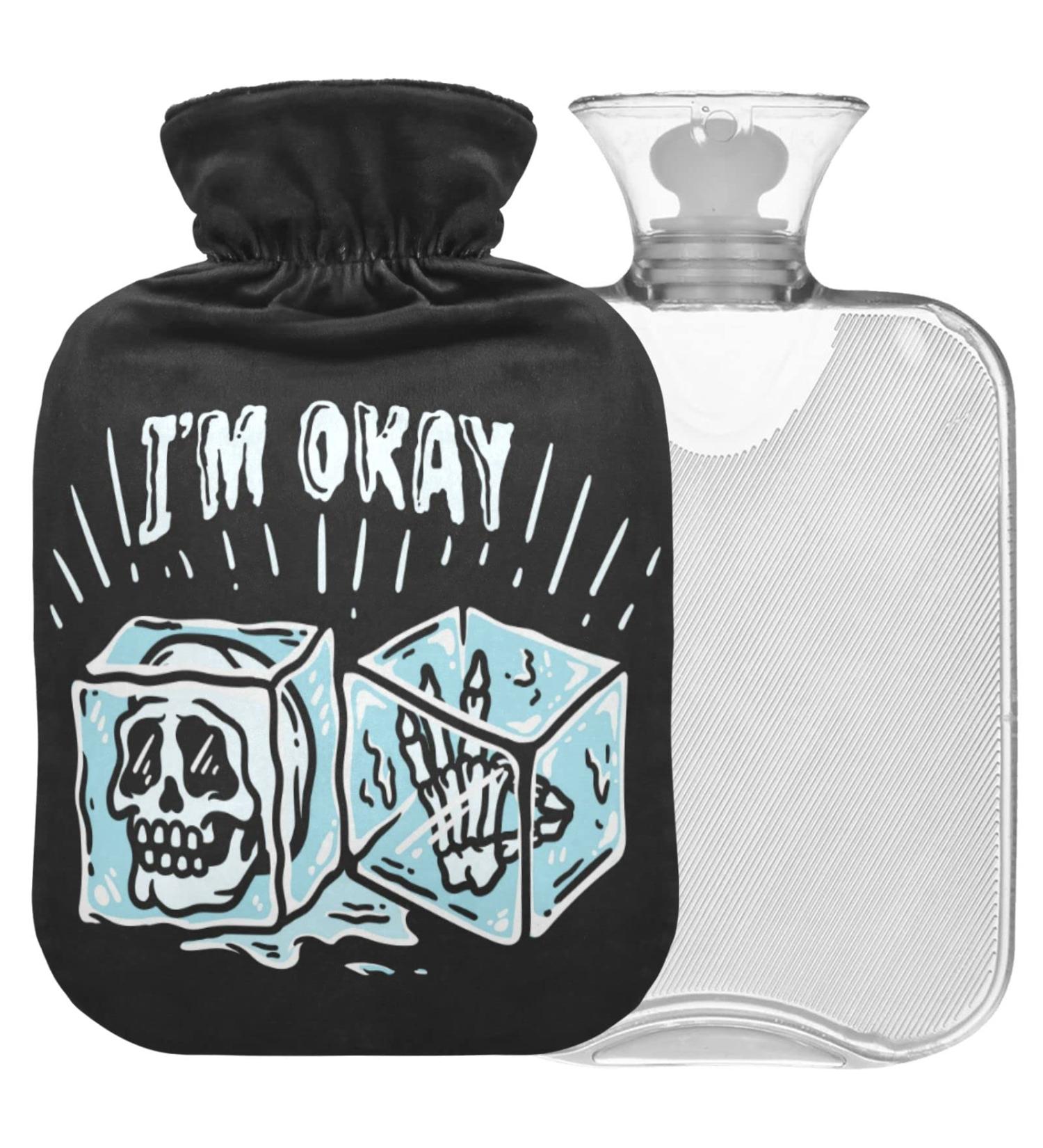 Naanle Ice Skull Heating Bottle - Transparent Hot Water Bottle for Pain Relief & Cold Therapy | 1L Handheld Heating Solution - Buy Online on GoSupps.com