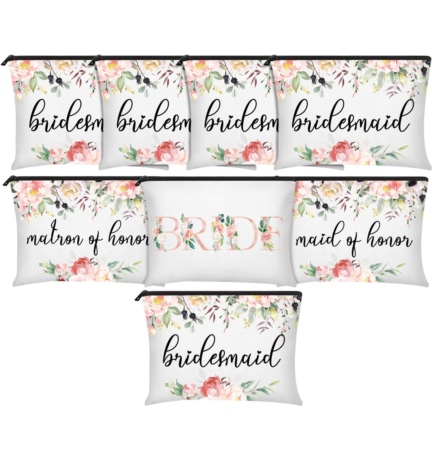 Bridesmaids Makeup Bag Set - Floral Wedding Cosmetic Canvas Bags for Women - Buy Online on GoSupps.com