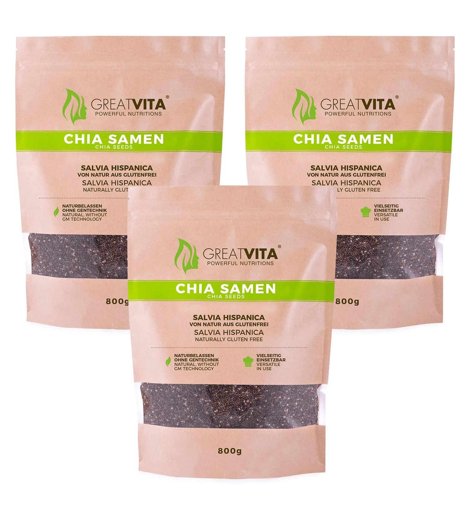 GreatVita Chia Seeds 2400g - Natural Non-GMO Superfood for Health & Wellness | International Shipping Available - Buy Online on GoSupps.com