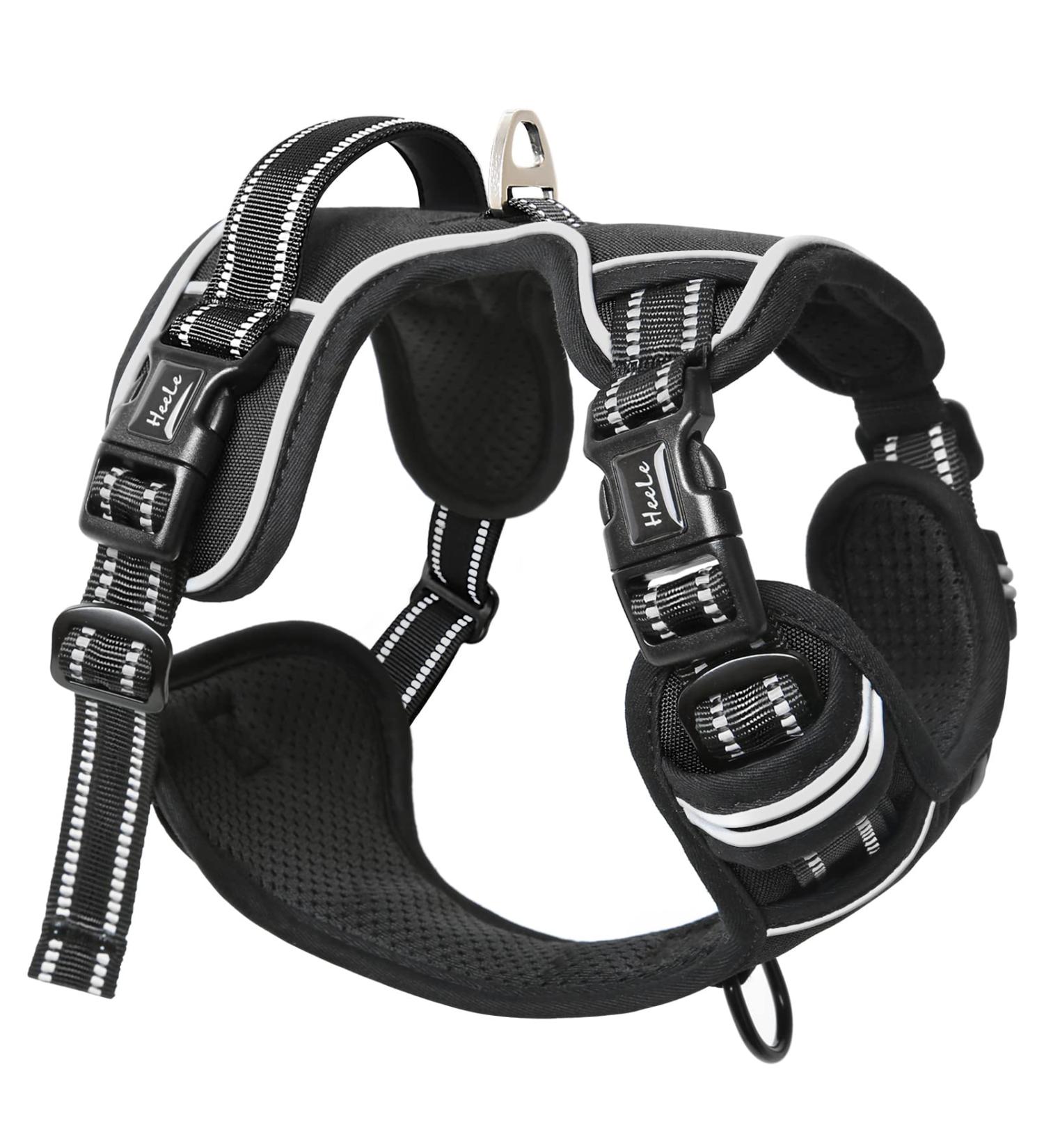 Adjustable No-Pull Heele Dog Harness for Large Breeds | Reflective Breathable Padded Handle | Black Size L (43-86cm) - Buy Online on GoSupps.com