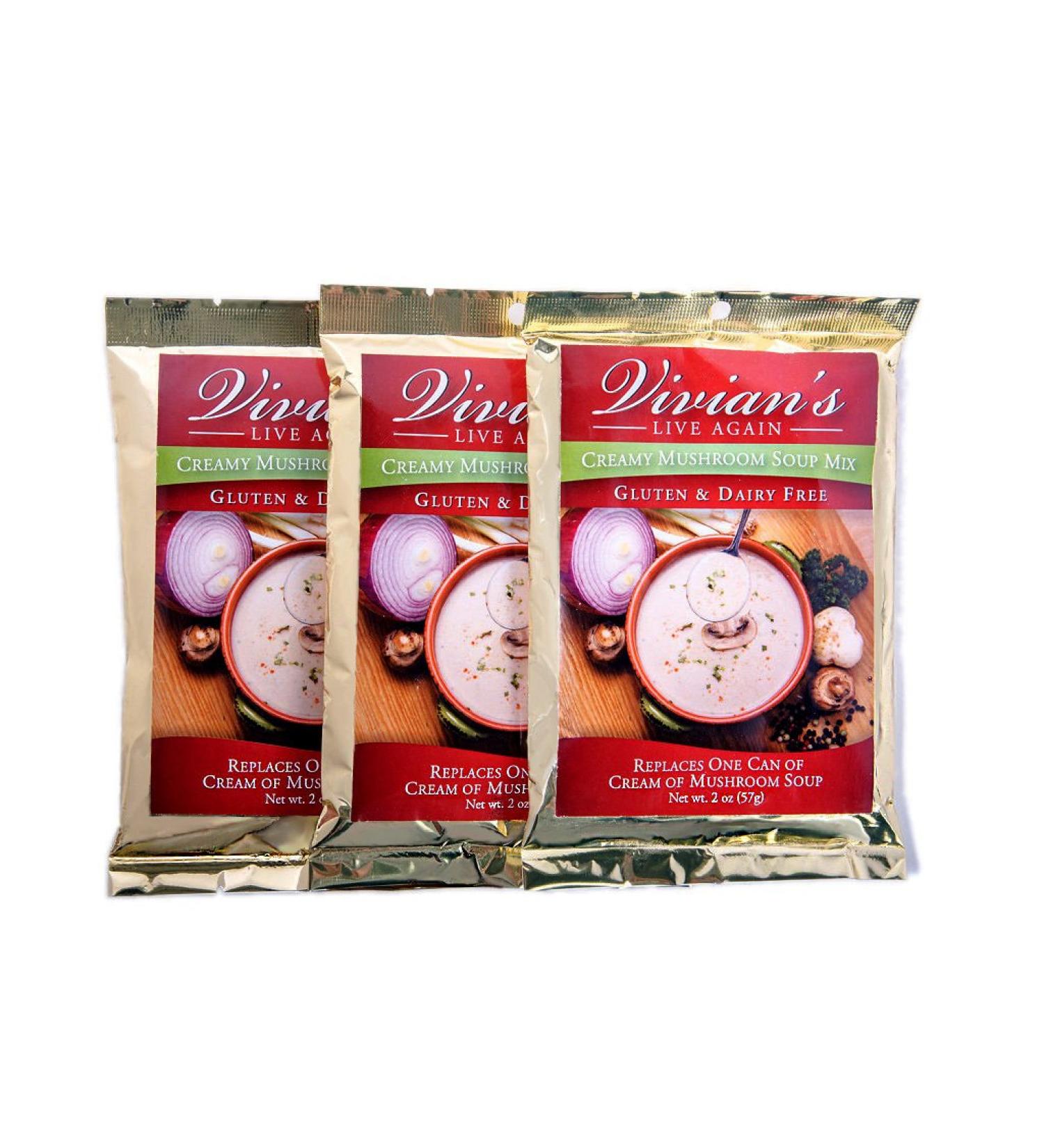 Vegan Gluten-Free Dairy-Free Cream of Mushroom Soup Mix by Vivian's Live Again - 3 Pack - Buy Online on GoSupps.com