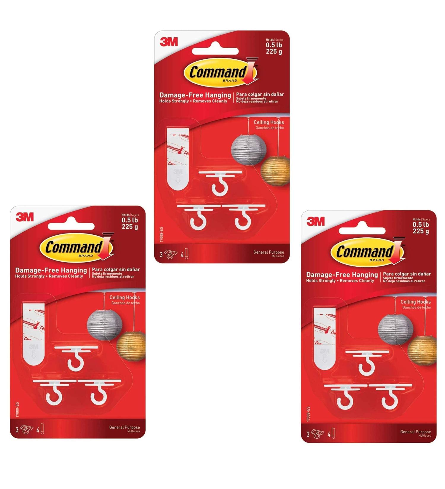 Command 17008-ES Ceiling 9 Hooks  12 Foam Strips per  White - Buy Online on GoSupps.com