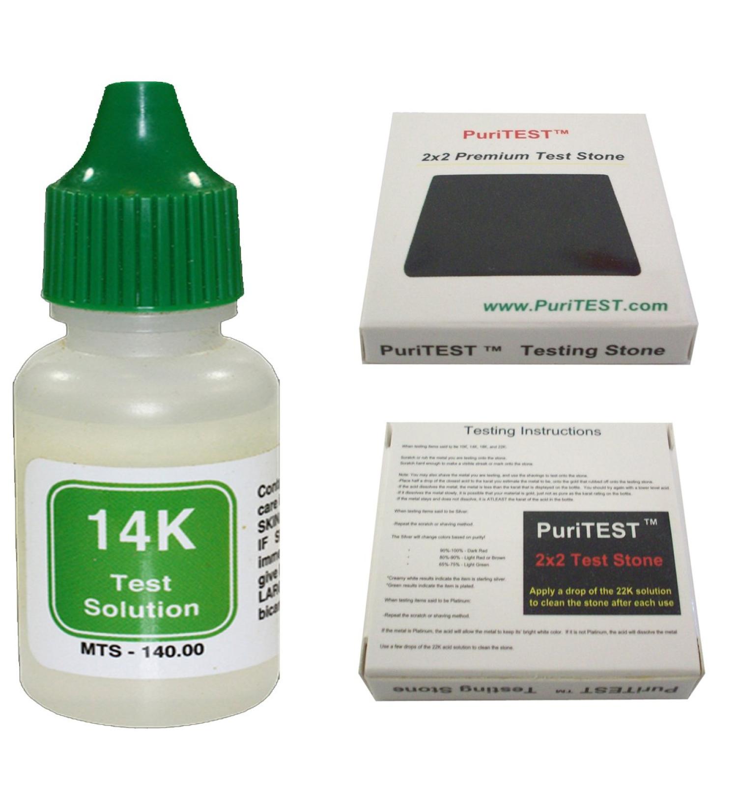 14K Gold Test Solution & Tester Acid Bottle + 2x2 Testing Stone Kit - Detect Scrap, Nuggets, Metal, & Jewelry - Buy Online on GoSupps.com