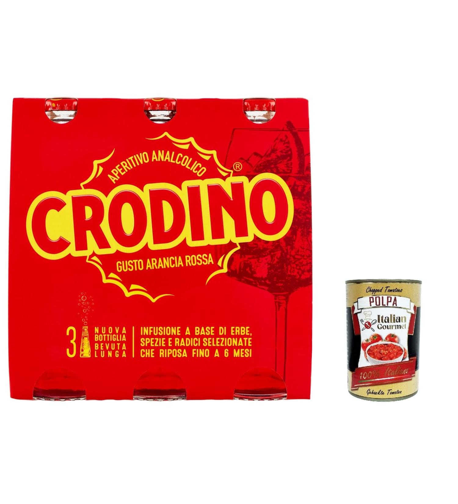 Italian Gourmet E.R. Campari Crodino Red Orange Set of 24 x 100 ml Bitter Aperitif + Italian Gourmet Pulp 400 g - Buy Online on GoSupps.com