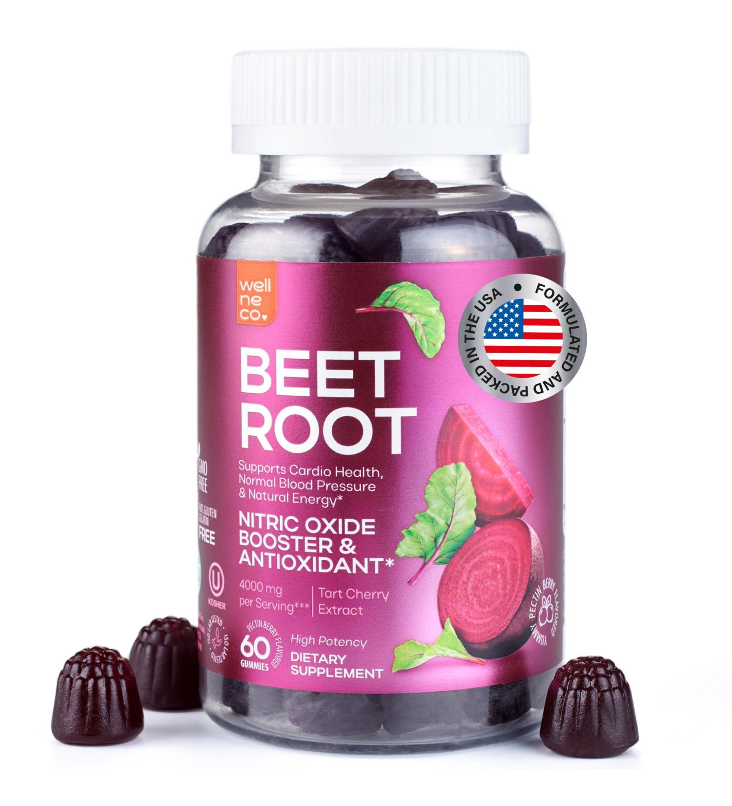 Buy Nitric Oxide Gummies for Men & Women | Beet Chews 4000 mg with Tart Cherry | Boost Energy Heart Health Non-GMO - 60 Count - Buy Online on GoSupps.com