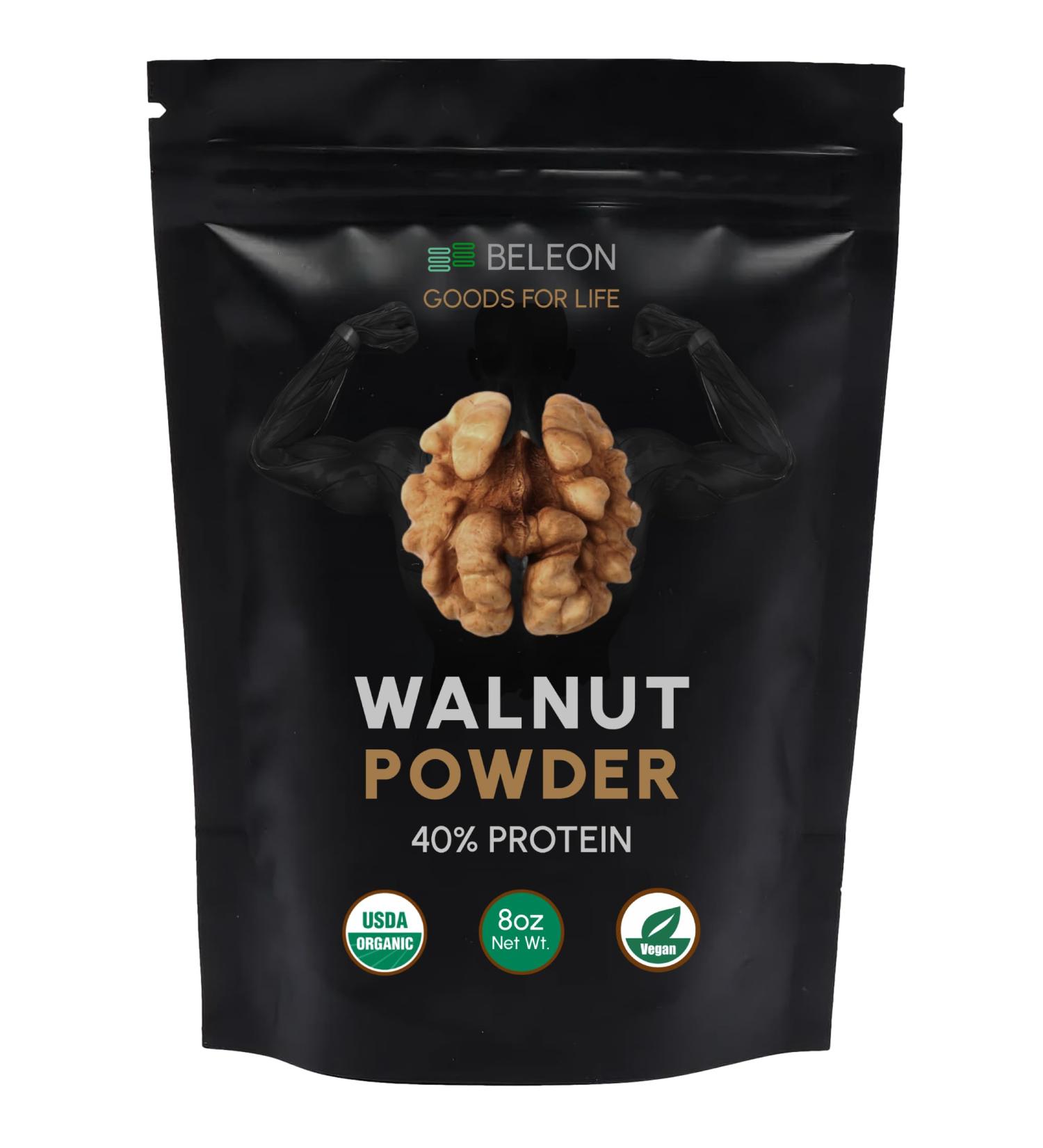 Organic Walnut Protein Powder 8 oz Plant Vegan Protein Powder - 40% Protein