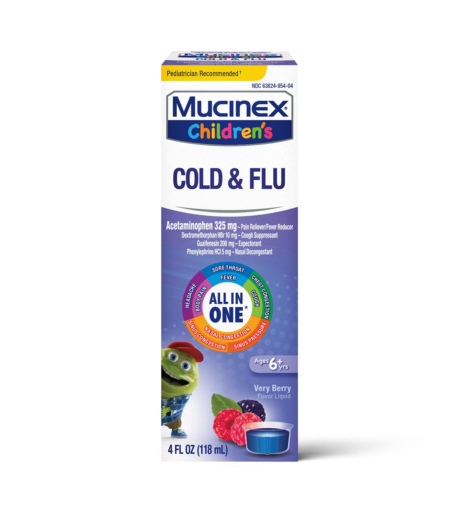 Mucinex Children's Cold Cough Sore Throat Medicine 4oz - Mixed Berry - Buy Online on GoSupps.com