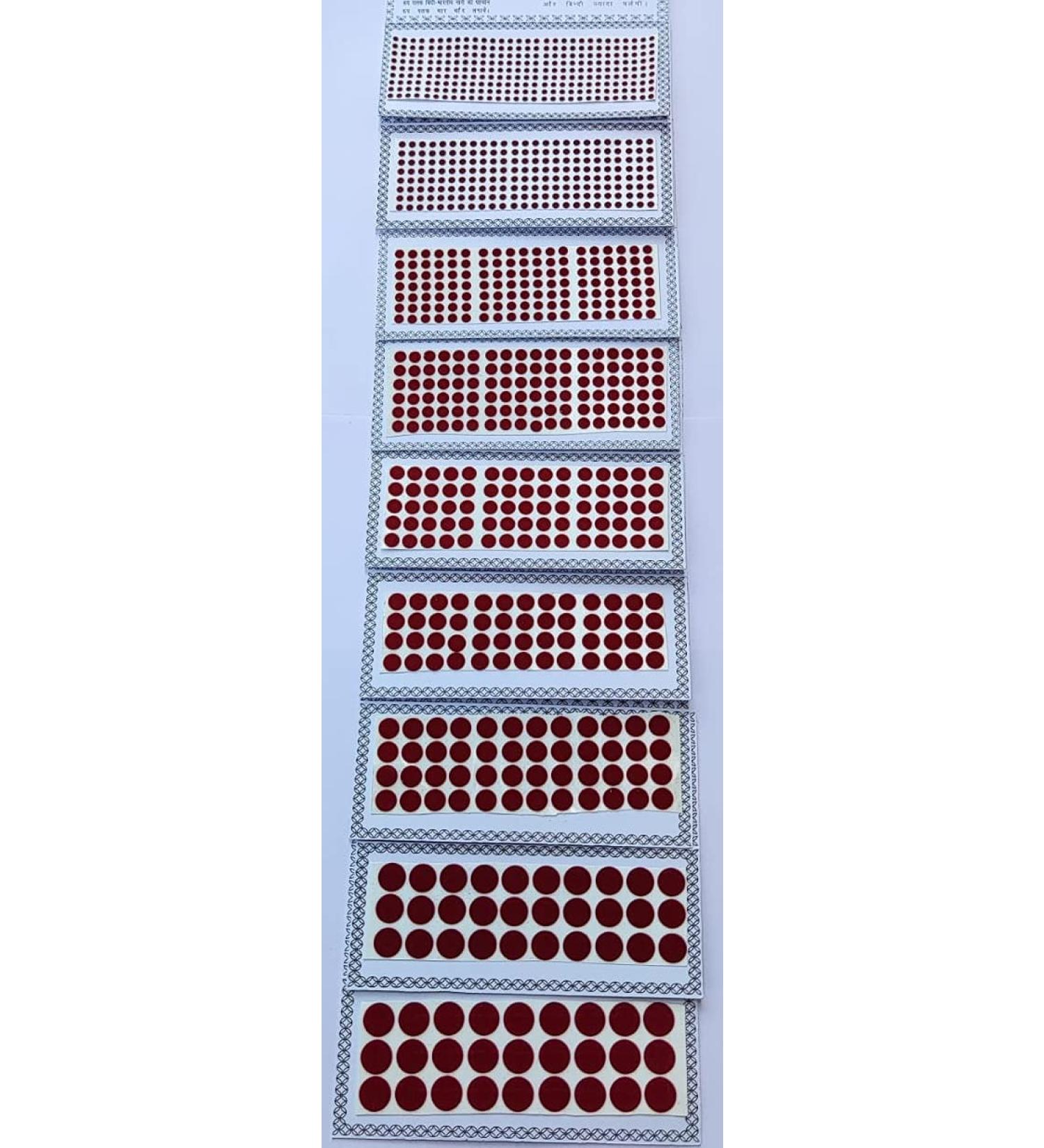 Deep Red Maroon Velvet Set of 9 Cards Indian Bindi for Women - Adhesive Body Jewelry & Tattoo Stickers for Bridal Forehead, Belly Decor & Crafts - Buy Online on GoSupps.com
