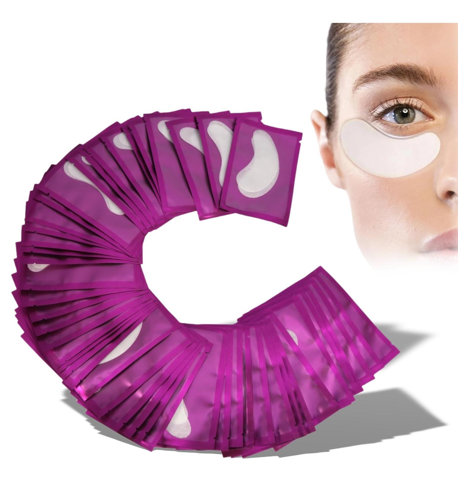 50 Pairs Hydrogel Eye Pads for Eyelash Extensions | Purple Under Eye Gel Patch | Prevent Fluttering & Protect Lower Lashes - Buy Online on GoSupps.com