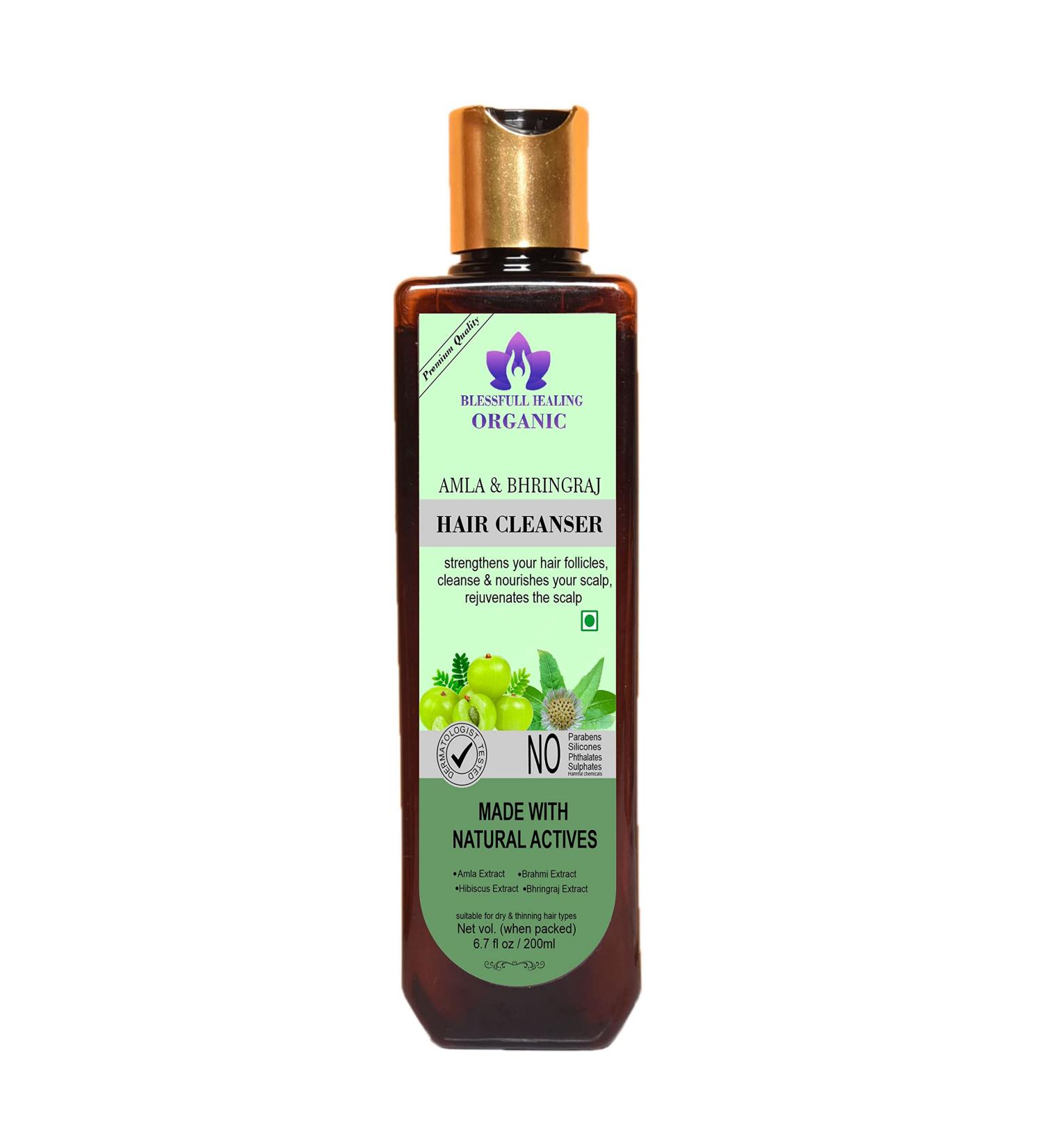 Blessfull Healing Organic Amla & BhringRaj Hair Cleanser | Shampoo 200 ML (Packing May Vary) 200 ml (Pack of 1) - Buy Online on GoSupps.com