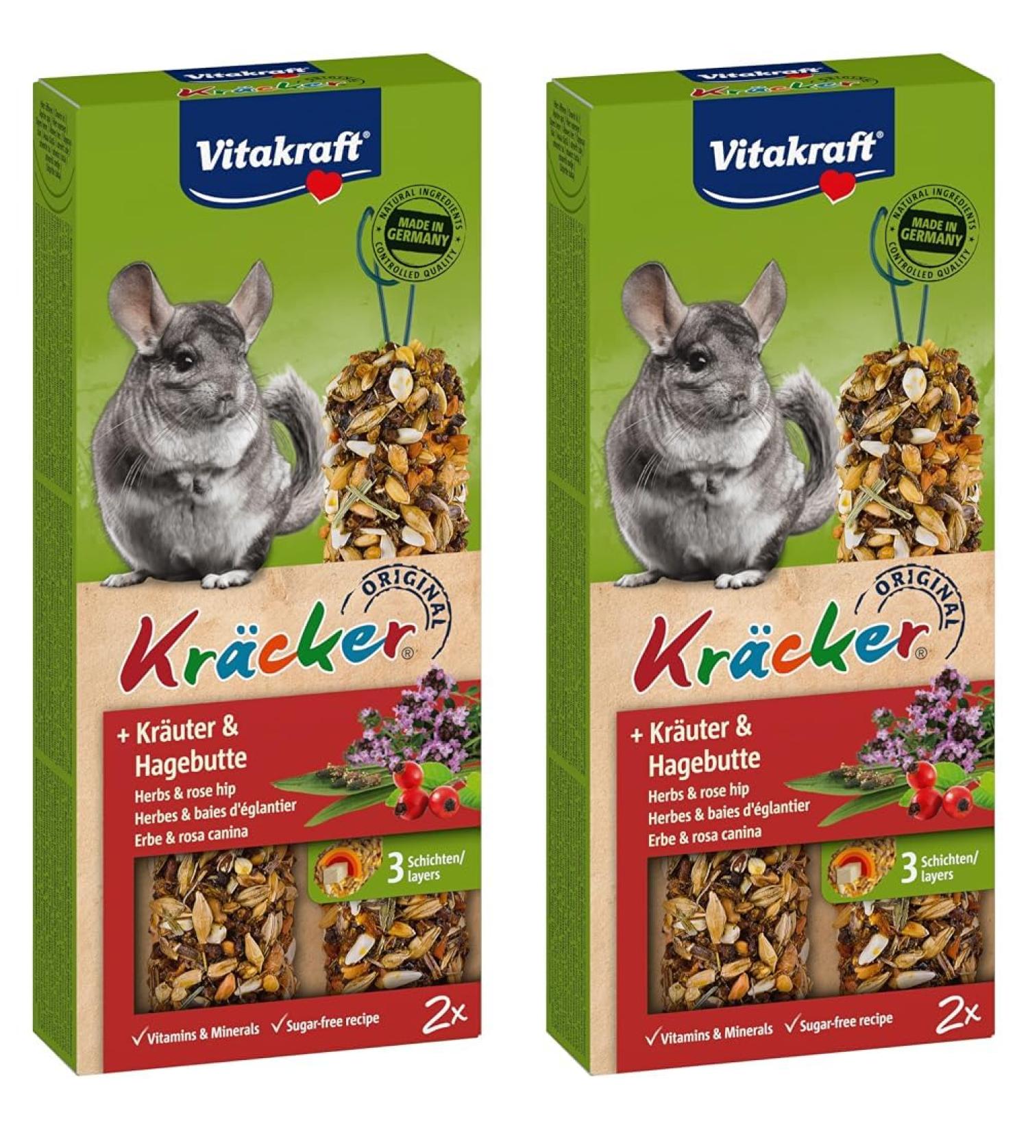 Vitakraft Crackers for Chinchillas - Herbal Snack with Rose Hip | 112g (Pack of 2) - Best Rodent Treats for International Shipping - Buy Online on GoSupps.com