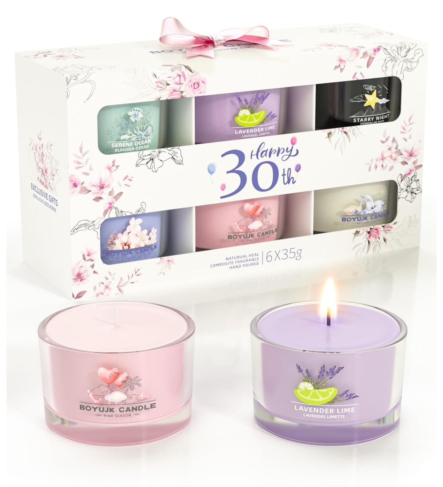 30th Birthday Gifts for Women: 6 Scented Votive Candles Set for Anxiety & Relaxation | Elegant Gifts - Buy Online on GoSupps.com