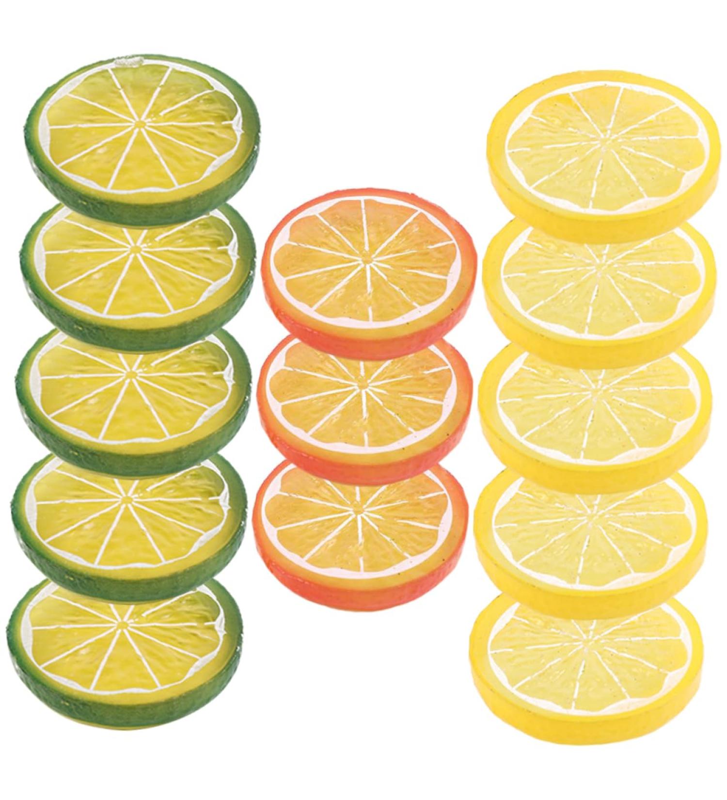 Zerodeko Fruit Model 52 Pcs Imitation Lemon Slice Mini Gray Flakes Pvc Plastic Lemons Assorted Colorx4pcs 4X4X0.8CMx4pcs - Buy Online on GoSupps.com