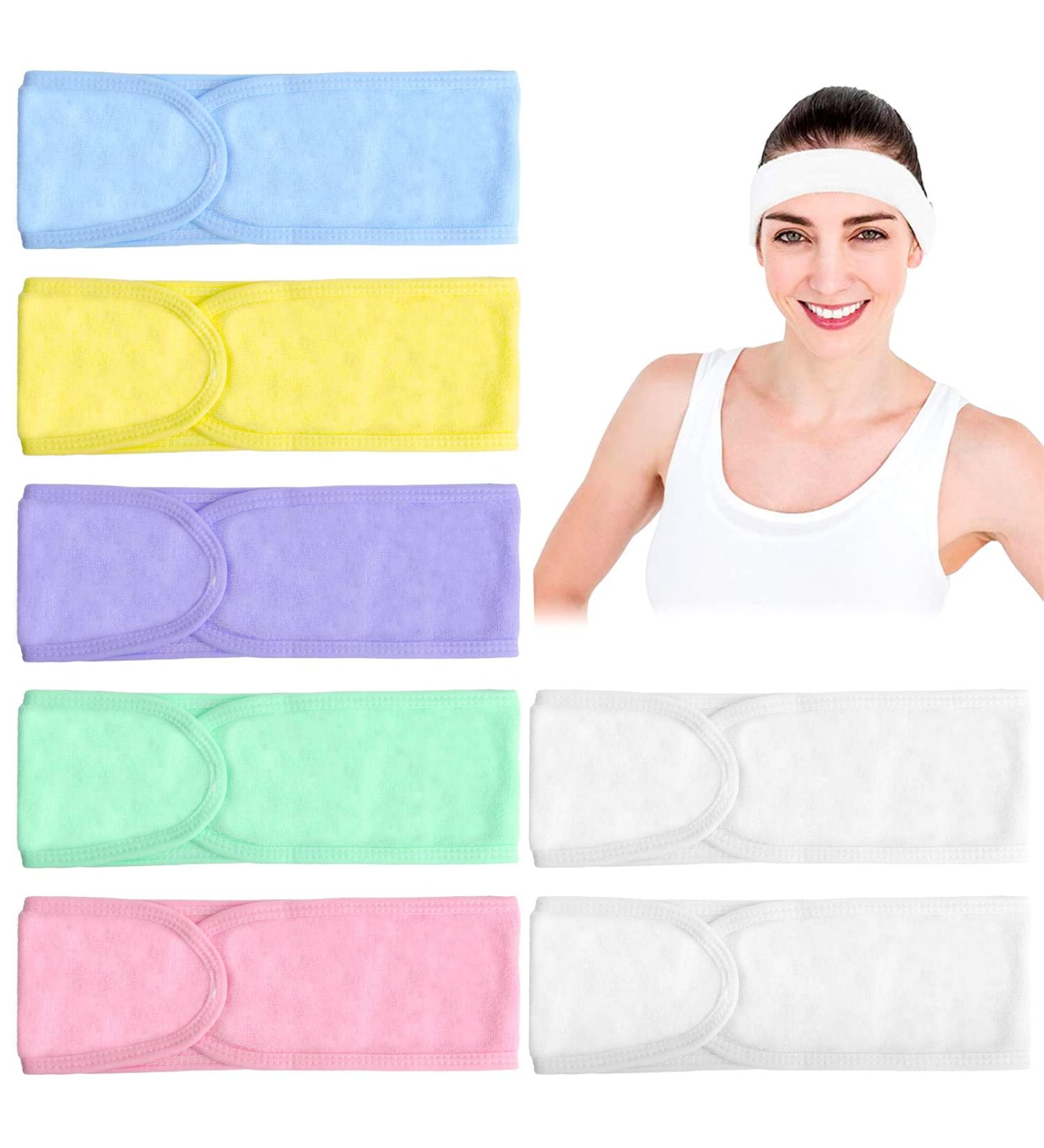 7pcs Adjustable Terry Hair Bands for Spa & Makeup | Cotton Facial Headbands for Yoga & Face Care - Buy Online on GoSupps.com