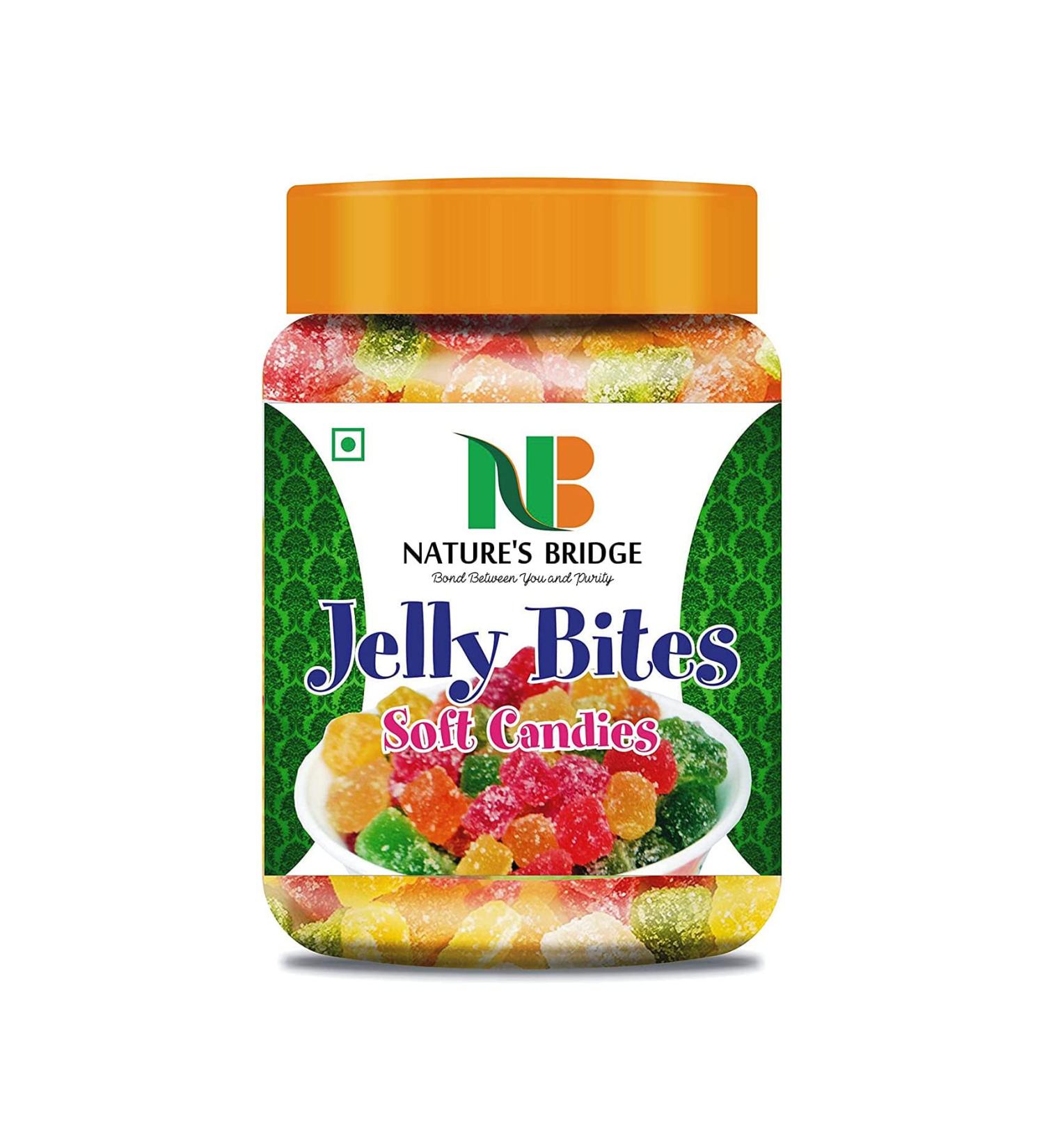 Nature's Bridge Jelly Bites/Sugar Coated Jelly Ball/Multi Colour Jelly Munchies - Jar Pack - (900 Gm)_Packing May Vary - Buy Online on GoSupps.com