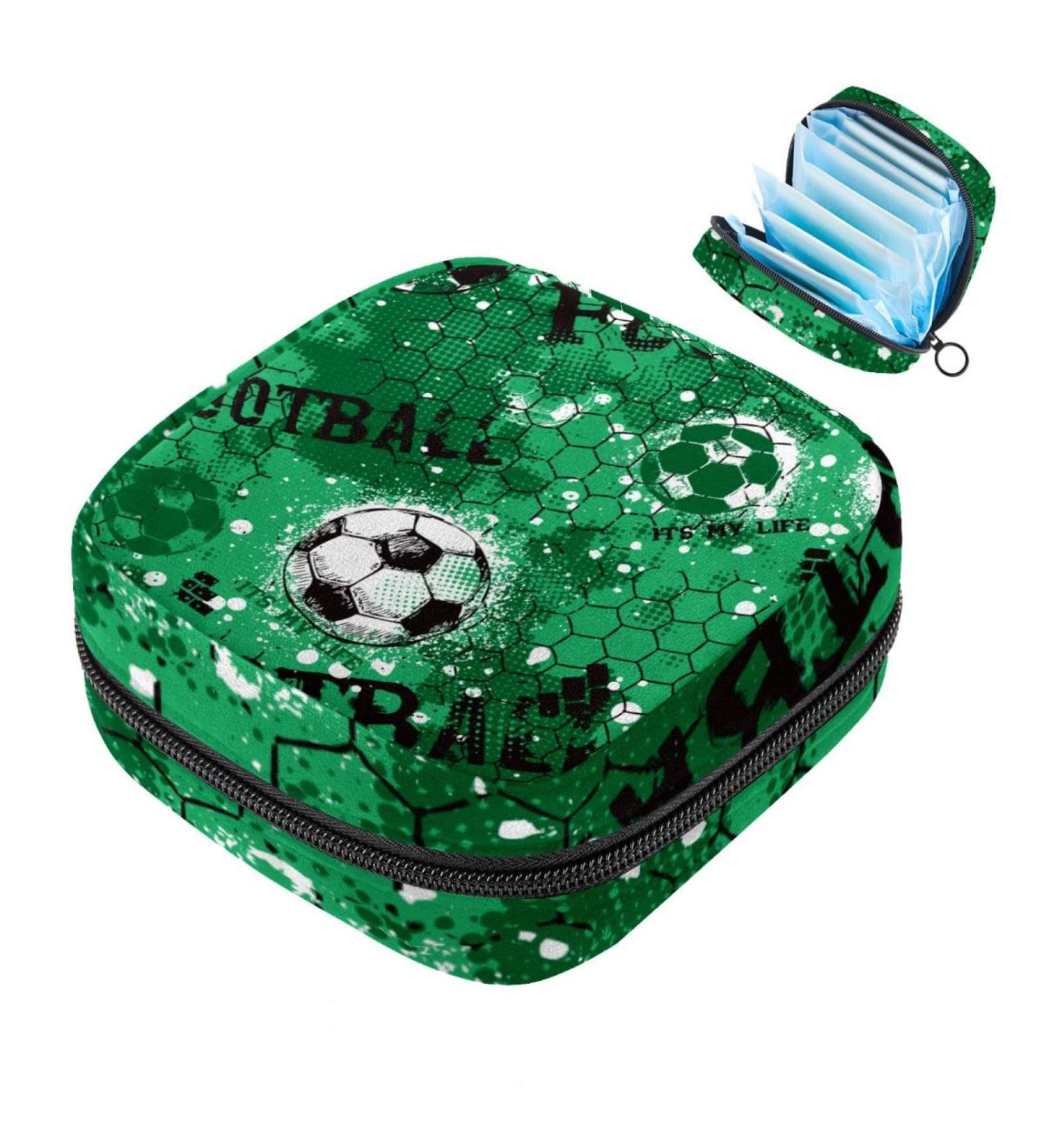 Portable Women's Binding-Storage Bags for Menstrual Cups & Pads | Football Pattern Green | Perfect for Teens - Buy Online on GoSupps.com