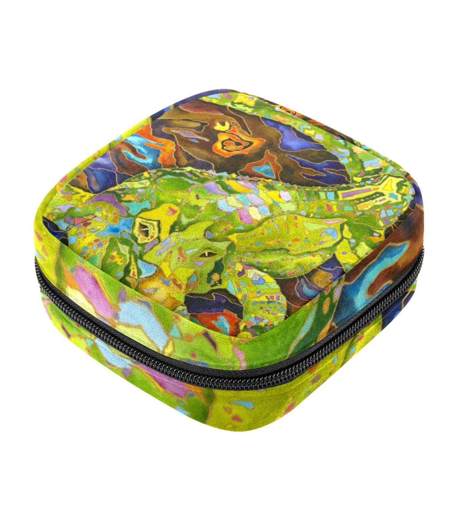 Storable Portable Alligator Art Sanitary Napkins Bag | Menstrual Cup Storage for Women & Teen Girls - Buy Online on GoSupps.com
