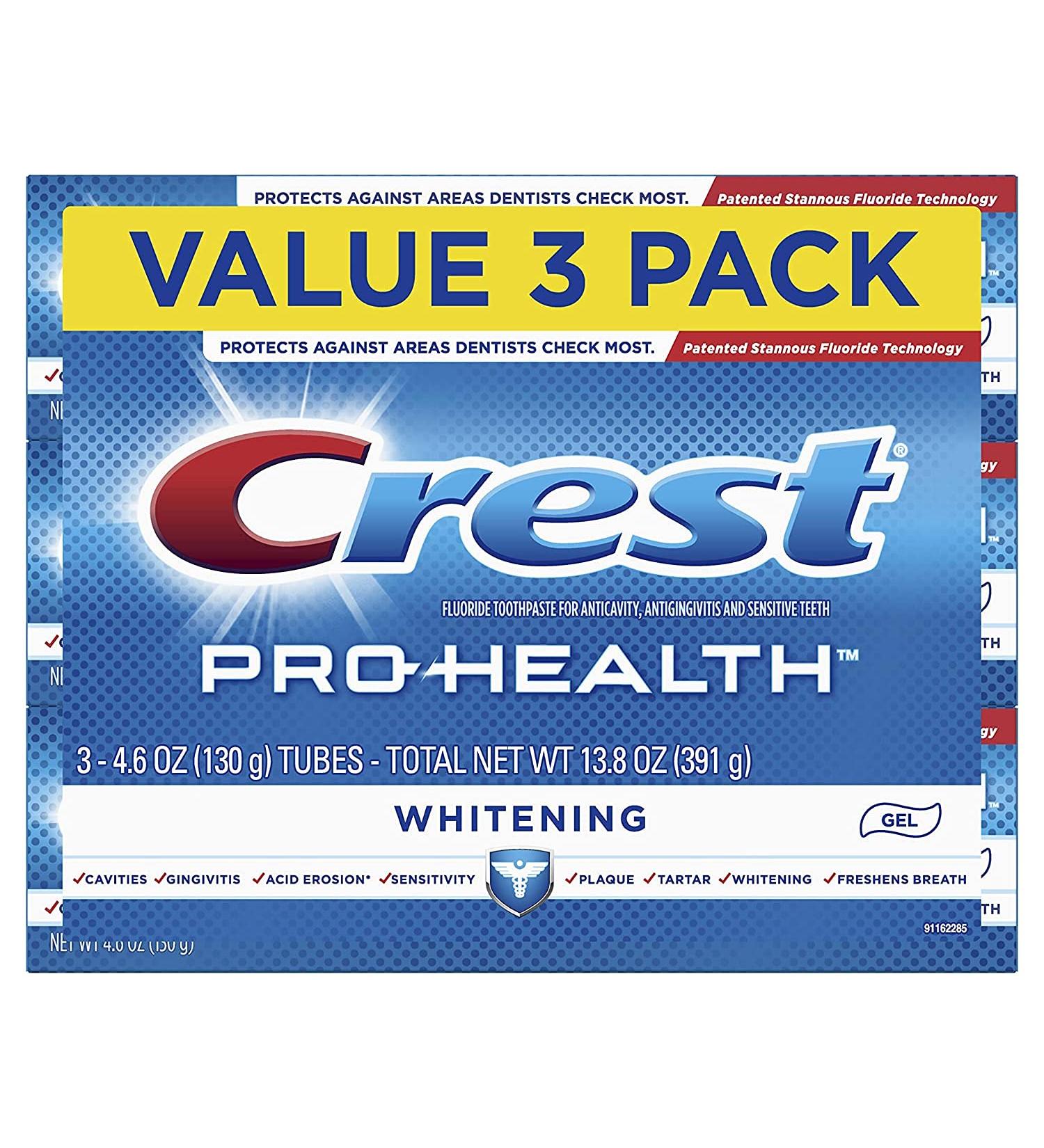 Crest Pro-Health Whitening Gel Toothpaste 4.6 oz 3 Count Triple Mint 1 Count (Pack of 3) - Buy Online on GoSupps.com
